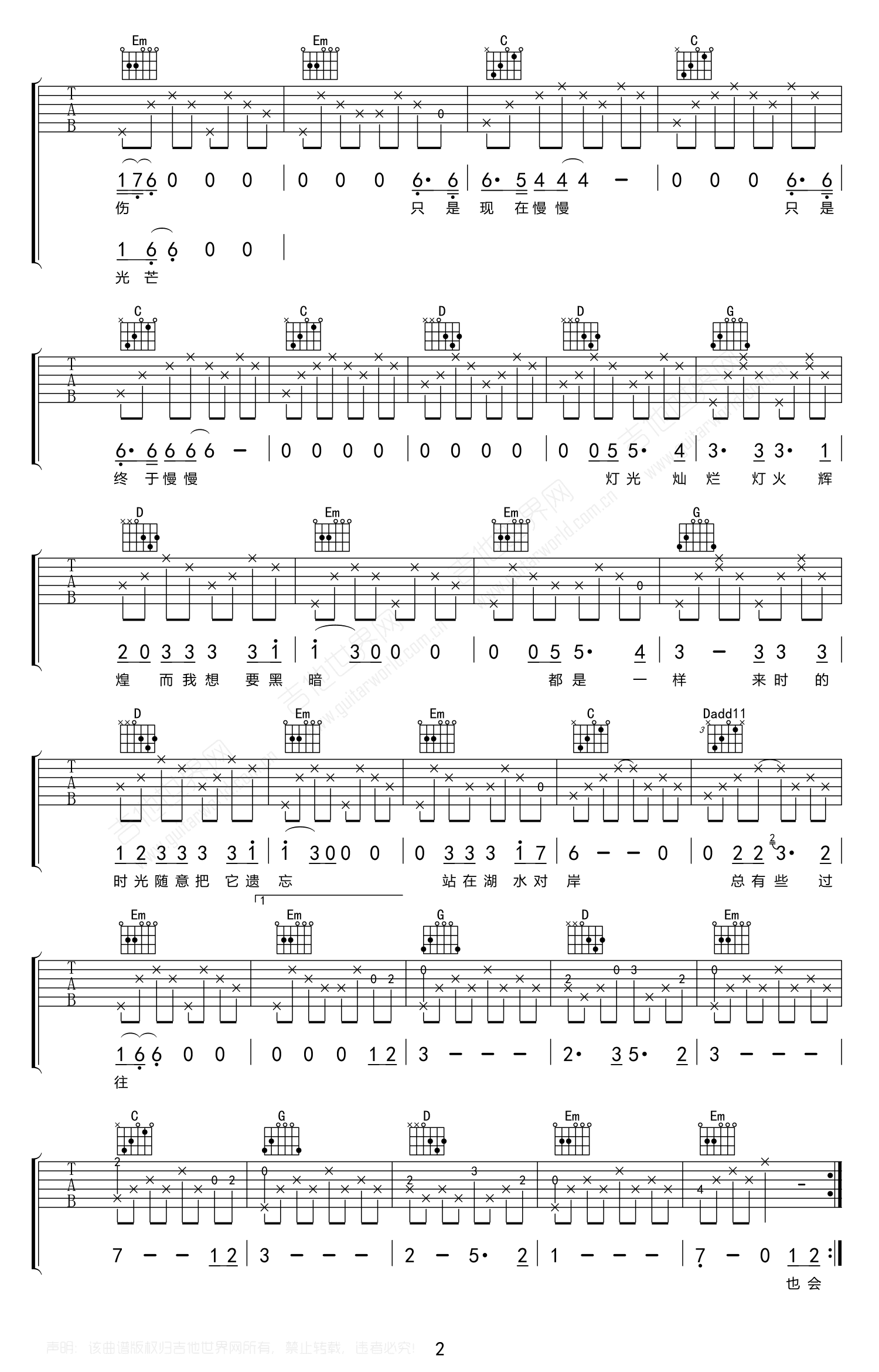 泸沽湖吉他谱 麻园诗人-2