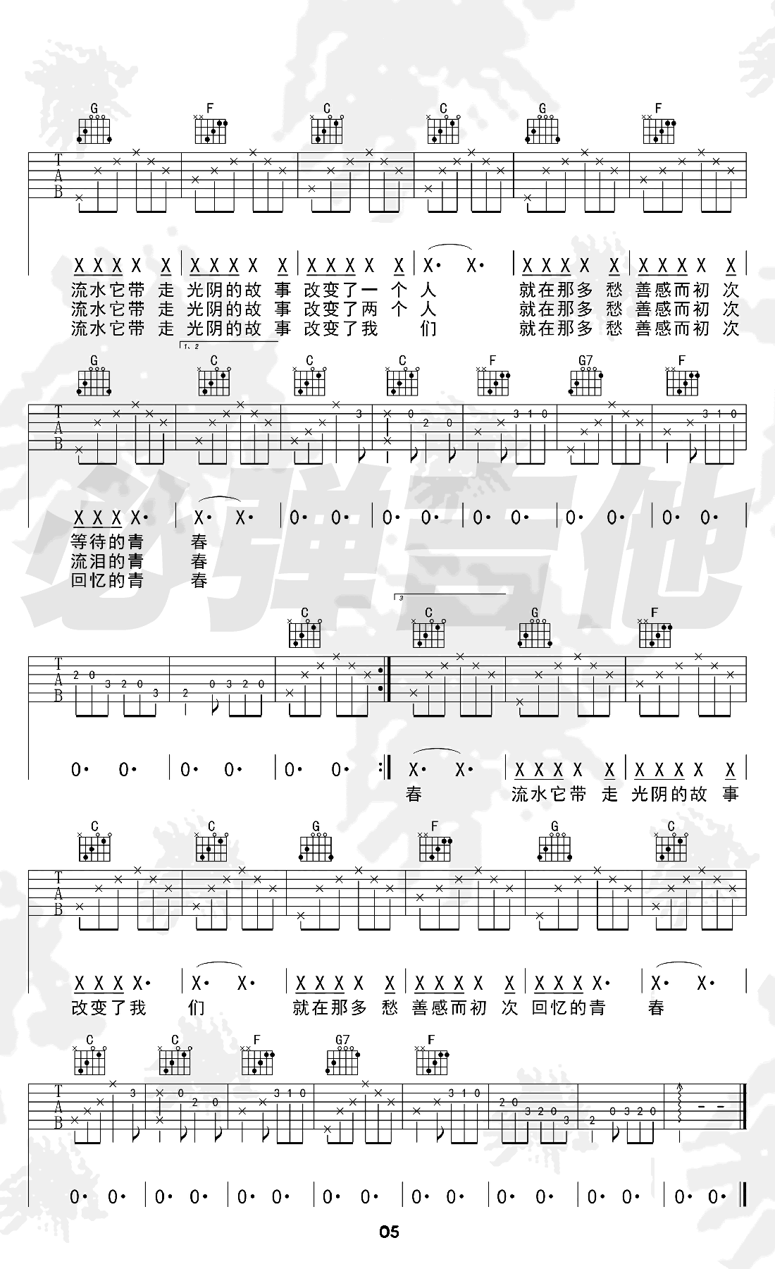 罗大佑《光阴的故事》吉他谱-2