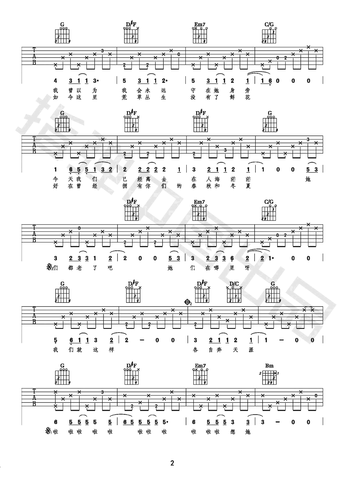 朴树《那些花儿》吉他谱-弹唱教学视频-2