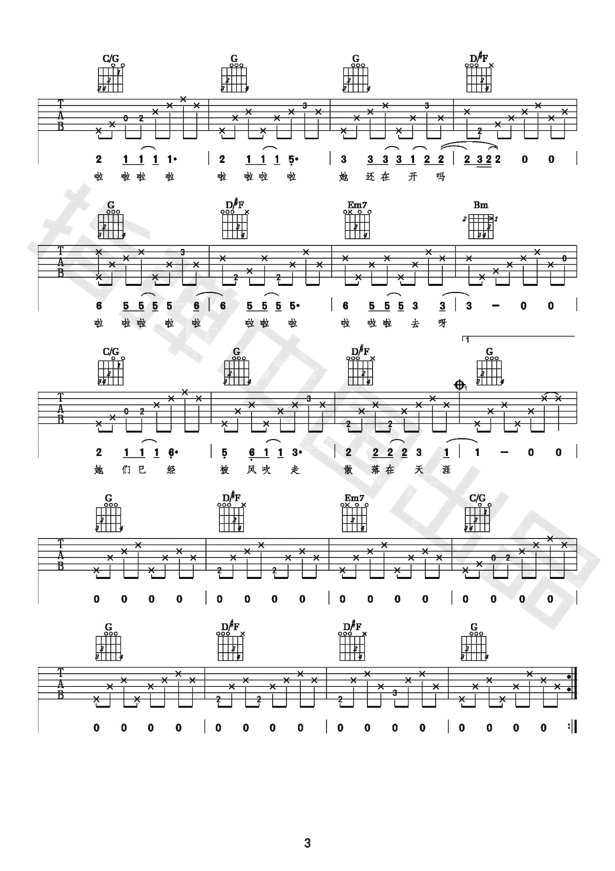 一首简单的歌 指弹吉他独奏谱 王力宏-虫虫吉他:www.ccguitar.cn