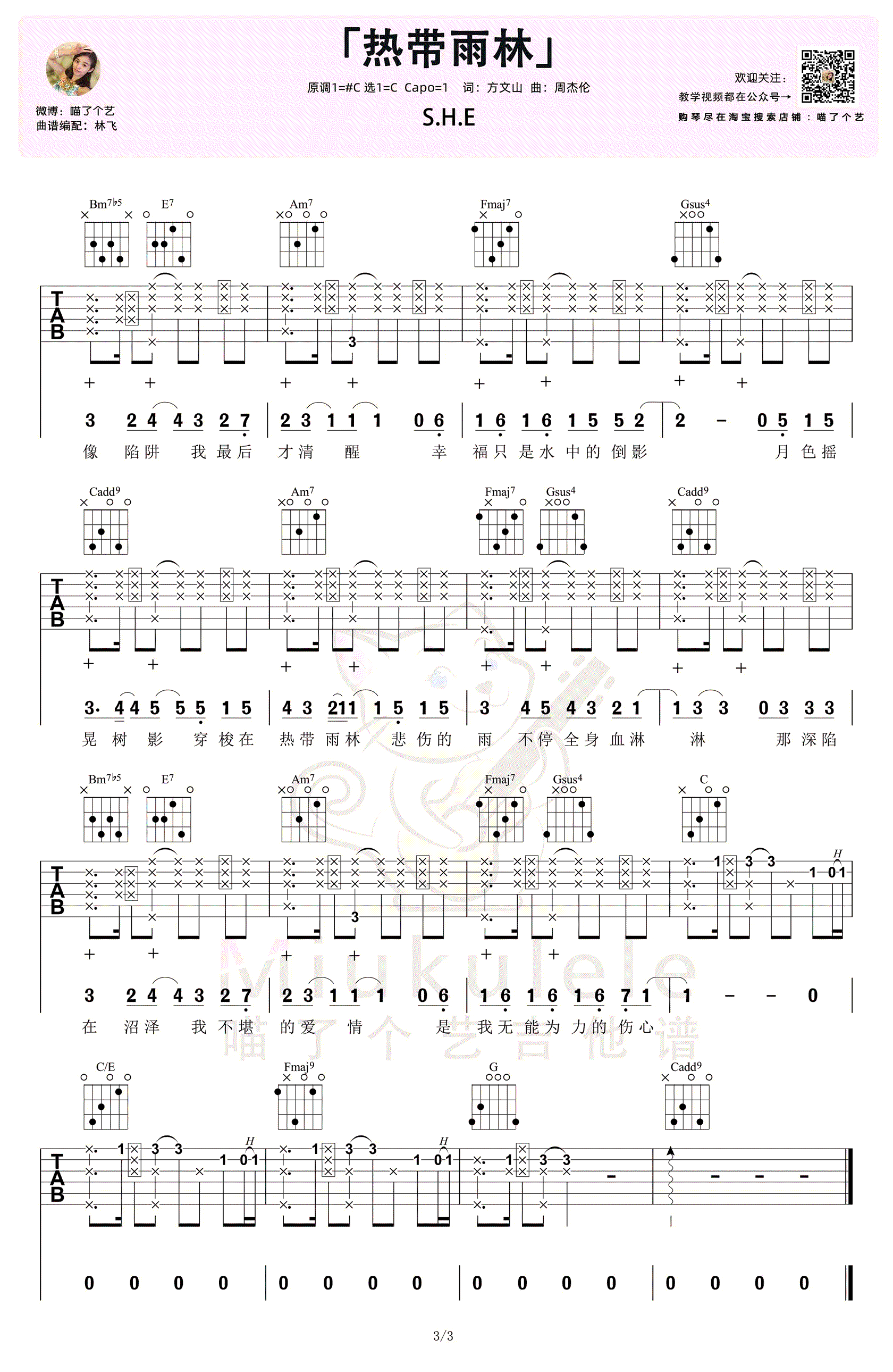 SHE-热带雨林吉他谱-弹唱教学-3