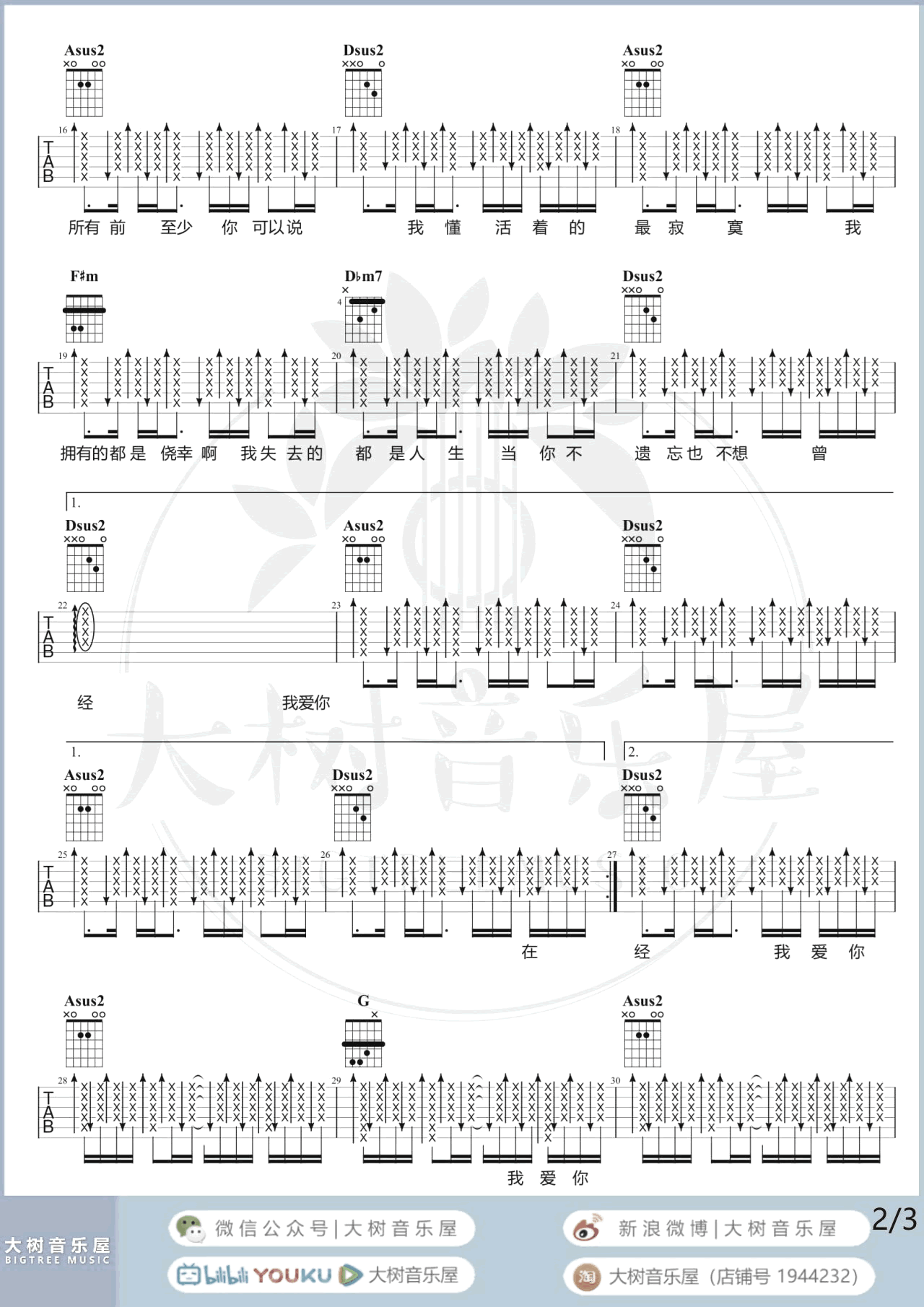 张悬-关于我爱你吉他谱-弹唱教学-2