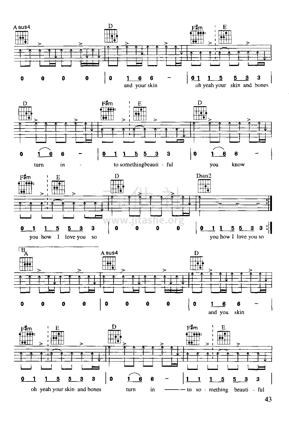 Colplay-Yellow吉他谱-简单版-3