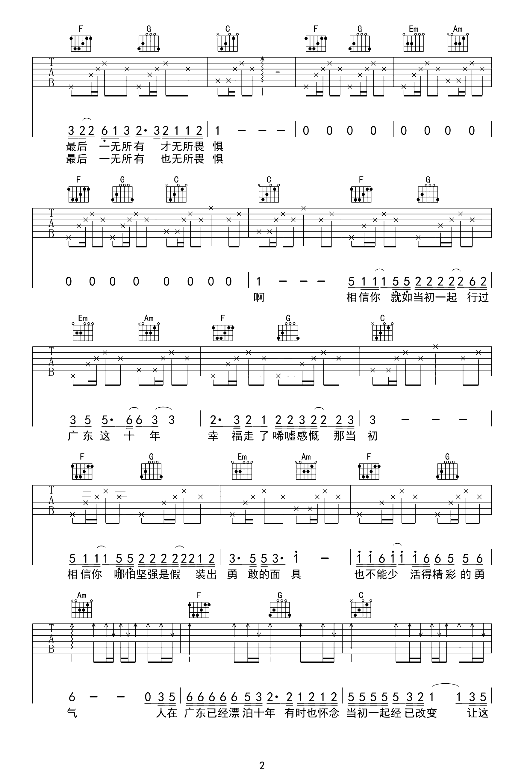 广东雨神-广东爱情故事吉他谱-2