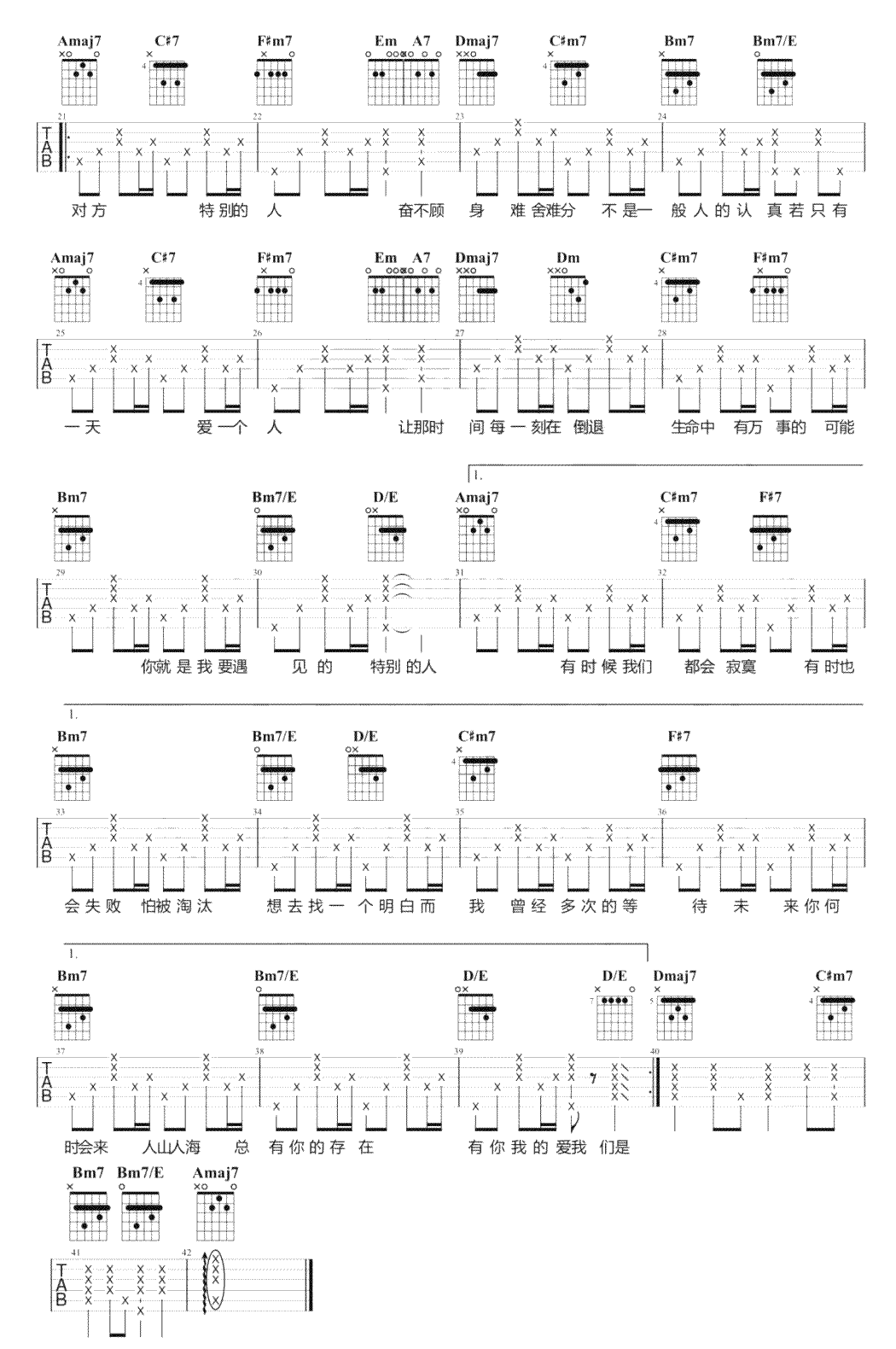 方大同《特别的人》吉他谱-弹唱教学-2