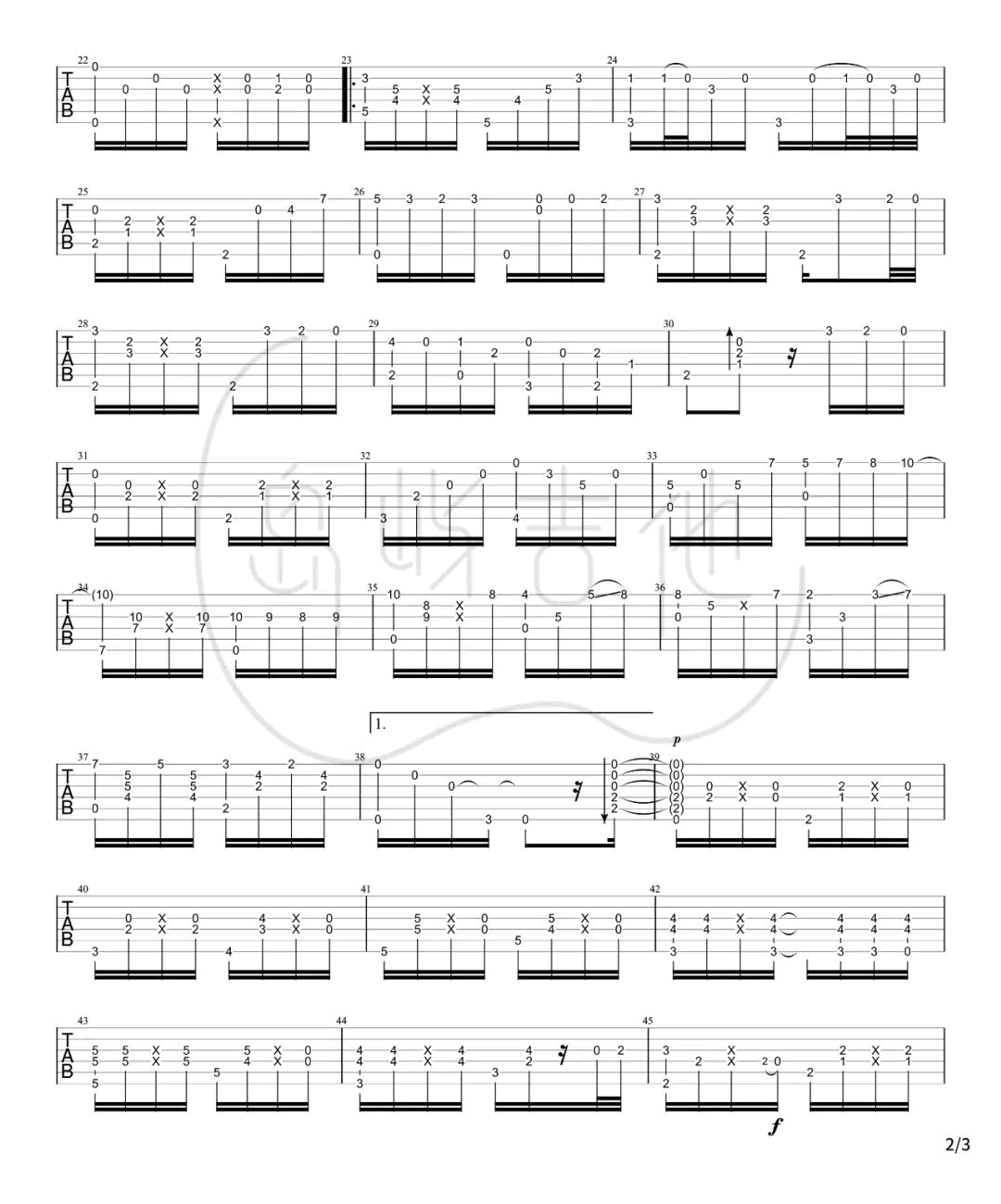 押尾桑-黄昏指弹吉他谱-独奏教学-2