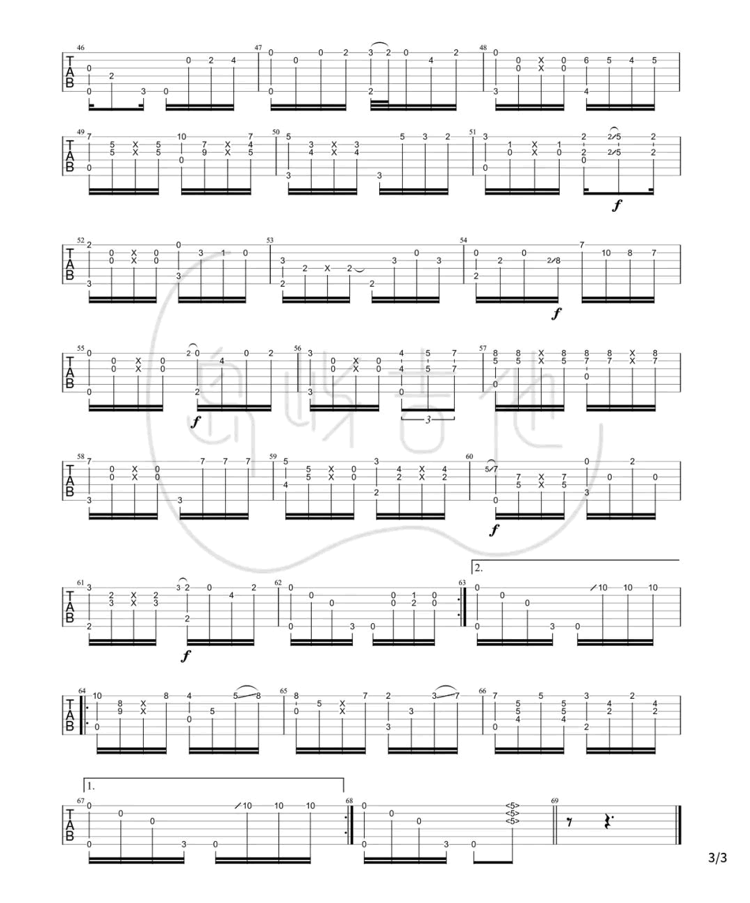 押尾桑-黄昏指弹吉他谱-独奏教学-3