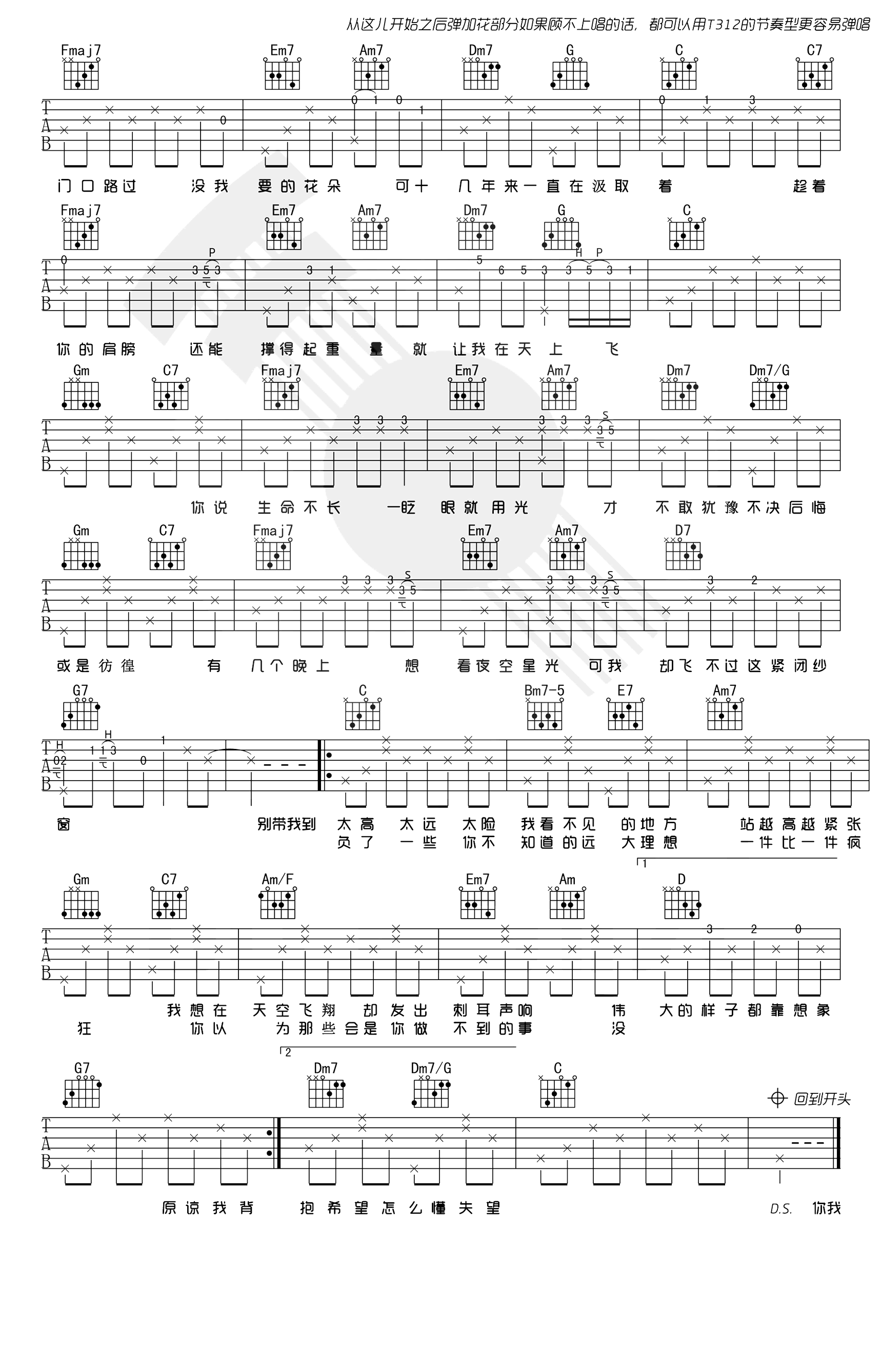 万玲琳 - 蜜蜂(音艺吉他弹唱教学:第五季第49集) [弹唱 教学] 吉他谱