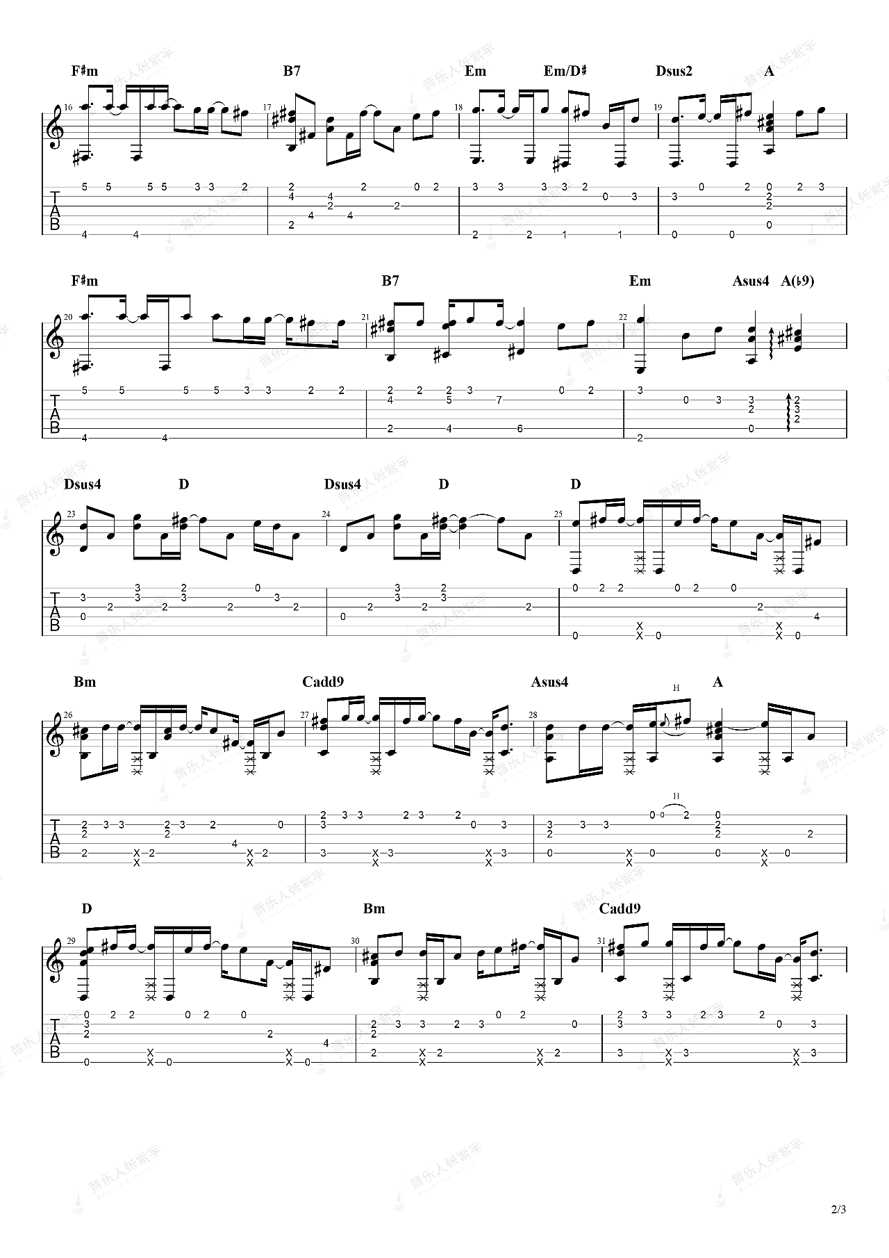 旅行的意义六线吉他谱（吉他谱）_卢家兴个人制谱园地_中国曲谱网