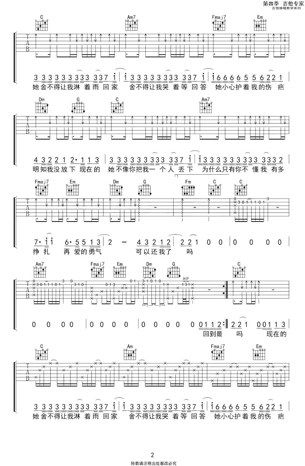刘大壮-现在的她吉他谱-2