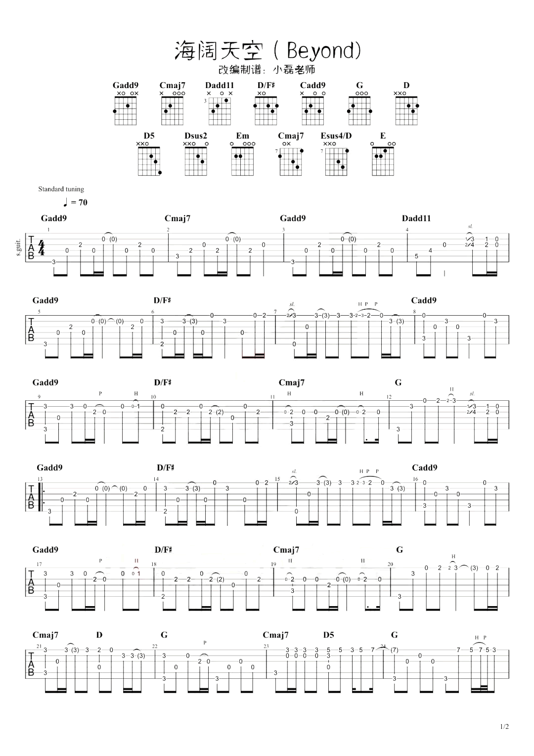 Beyond-海阔天空指弹吉他谱-教学视频-1