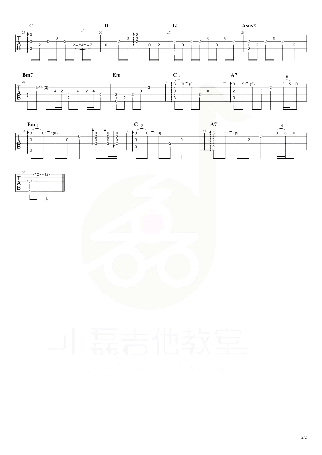 枉凝眉指弹吉他谱-指弹独奏视频-2