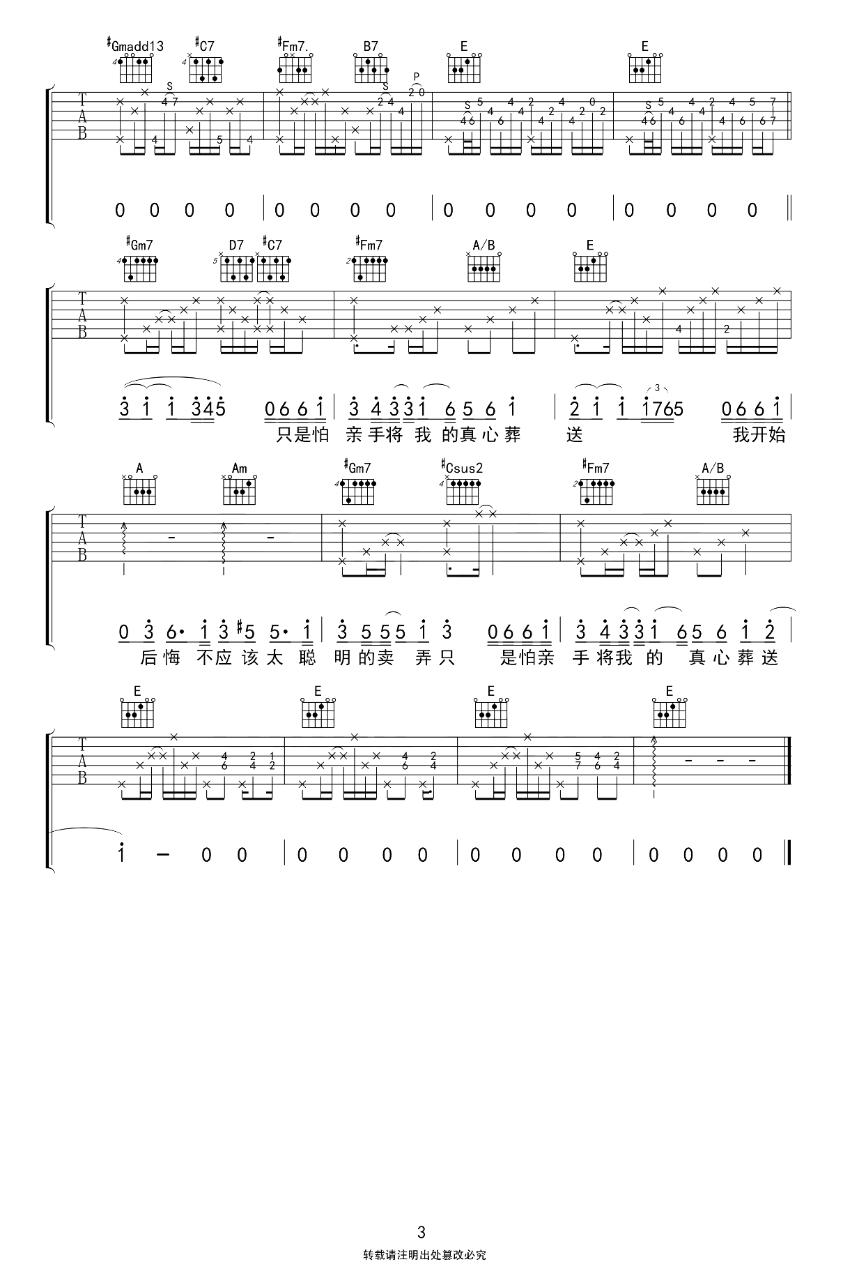 陈绮贞-太聪明吉他谱-3