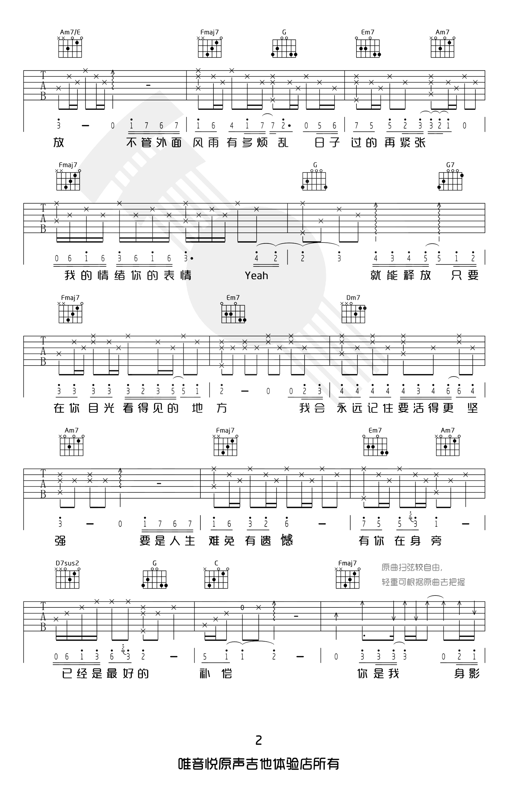 林俊杰-只要有你的地方吉他谱-2