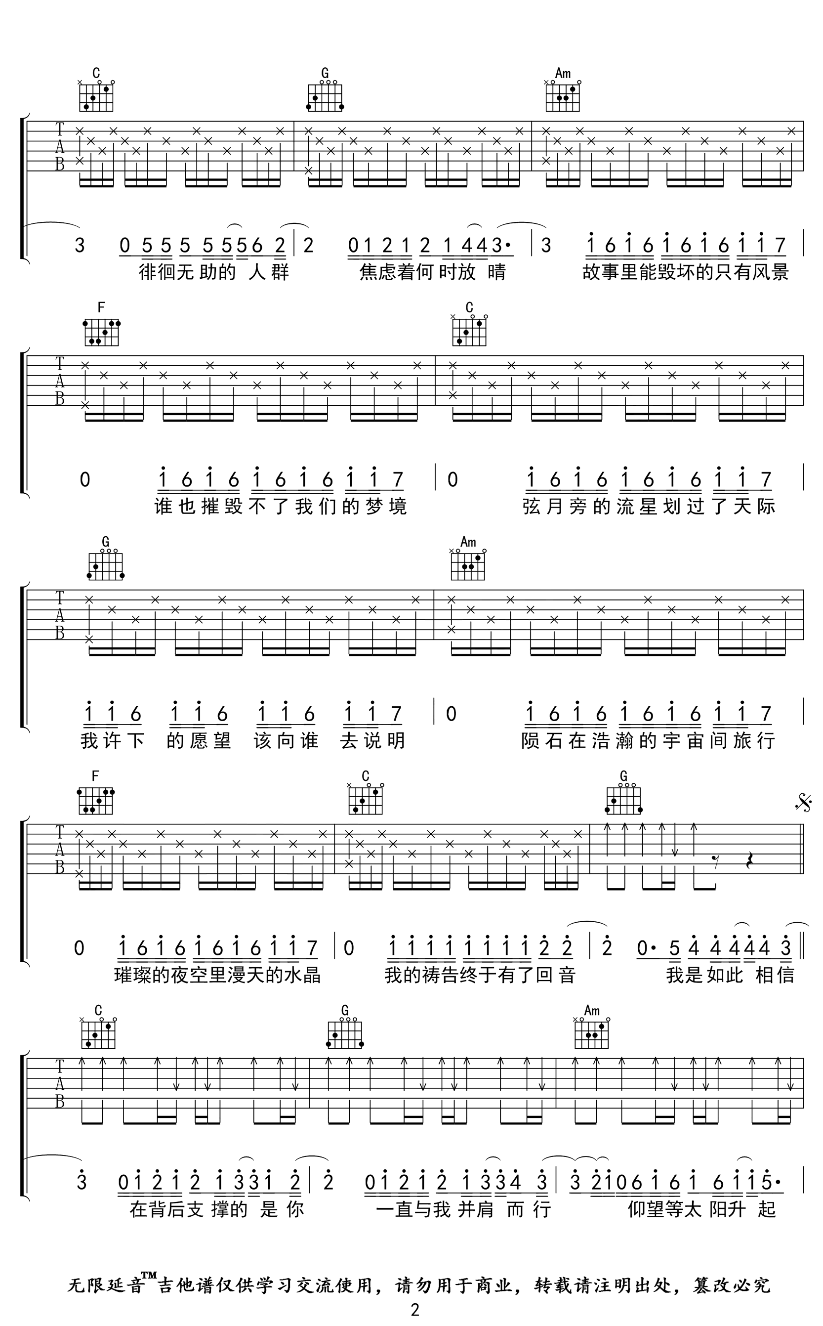 周杰伦《我是如此相信》吉他谱-C调-2