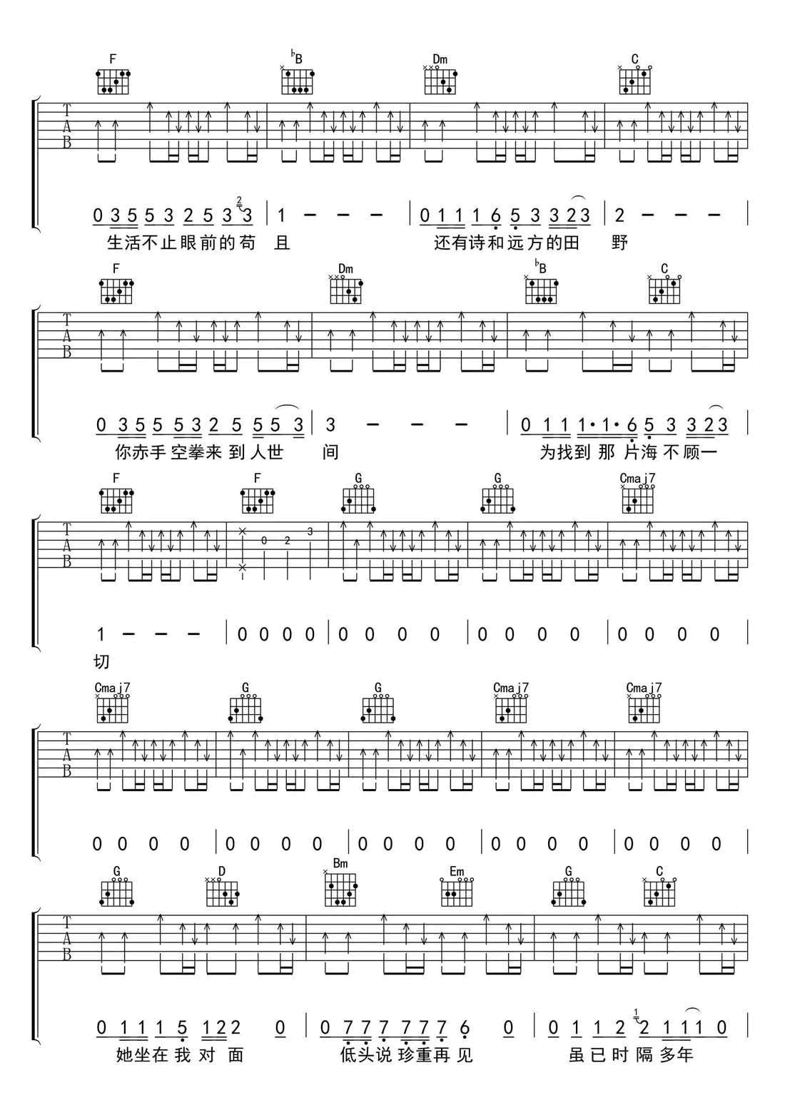许巍-生活不止眼前的苟且吉他谱-2