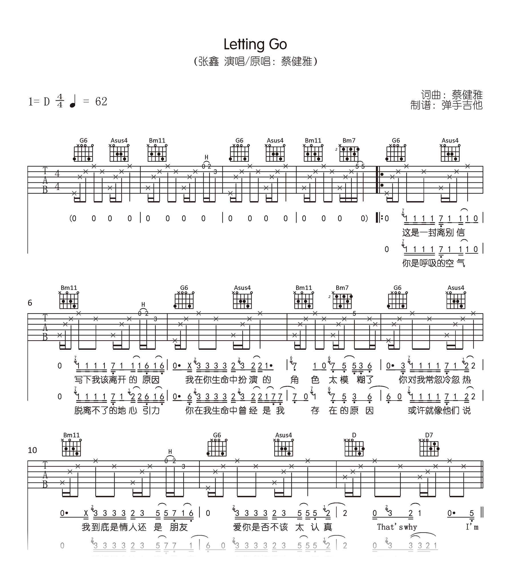 Let Her Go吉他谱_Passenger_C调弹唱95%专辑版 - 吉他世界