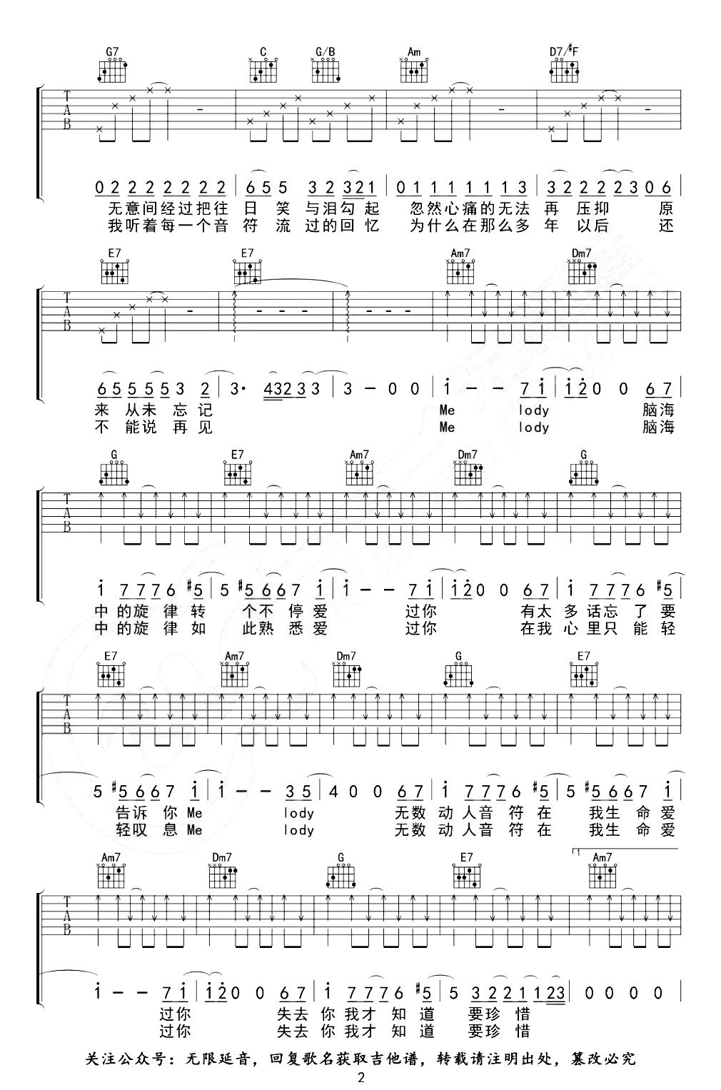 陶喆-Melody吉他谱-C调-2