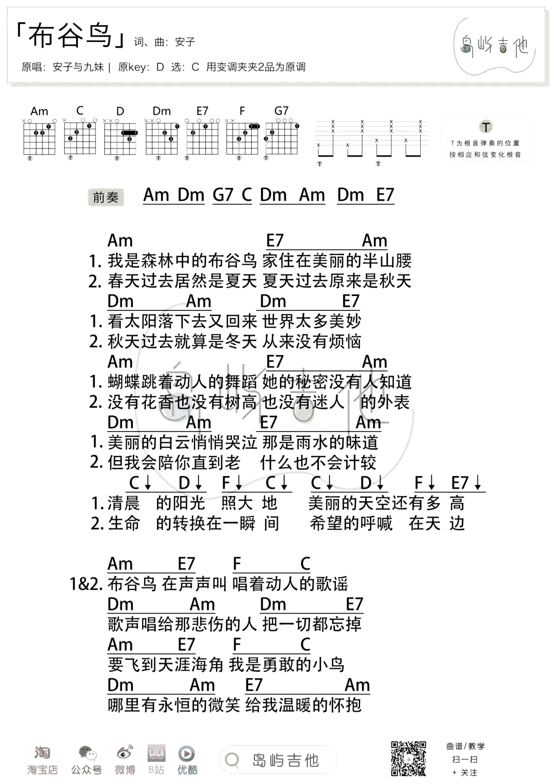 安子与九妹《南海少年》吉他谱_C调吉他弹唱谱_吉他弹唱_打谱啦