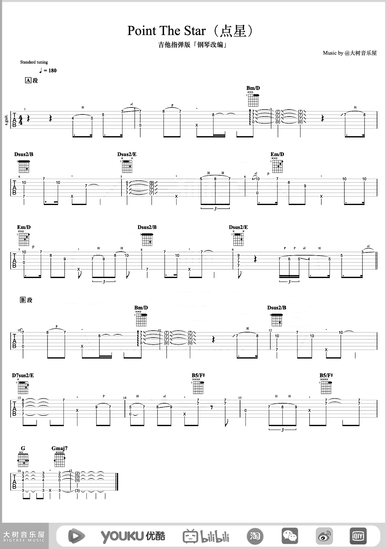 Point The Star指弹吉他谱-独奏教学视频