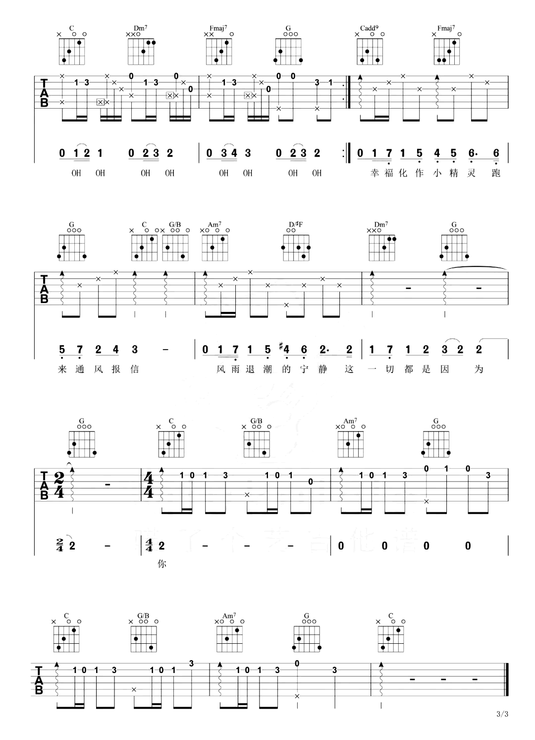 TFBOYS-小精灵吉他谱-弹唱教学-3