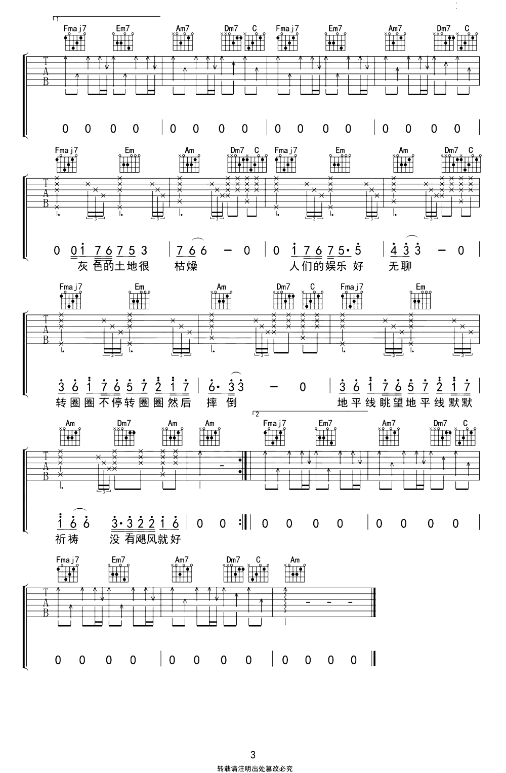 新地球简谱数字吉他图片