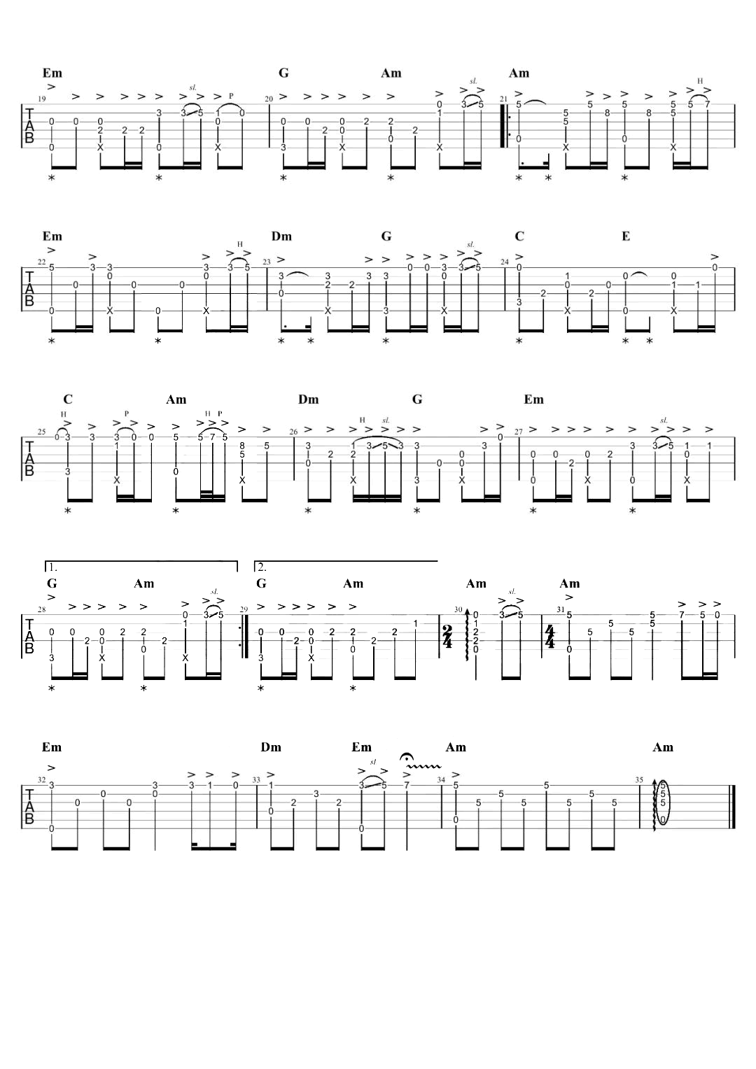 可可托海的牧羊人指弹吉他谱-独奏演示-2