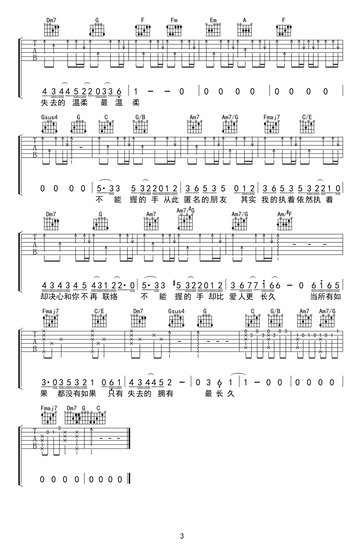 杨丞琳-匿名的好友吉他谱-C调-3
