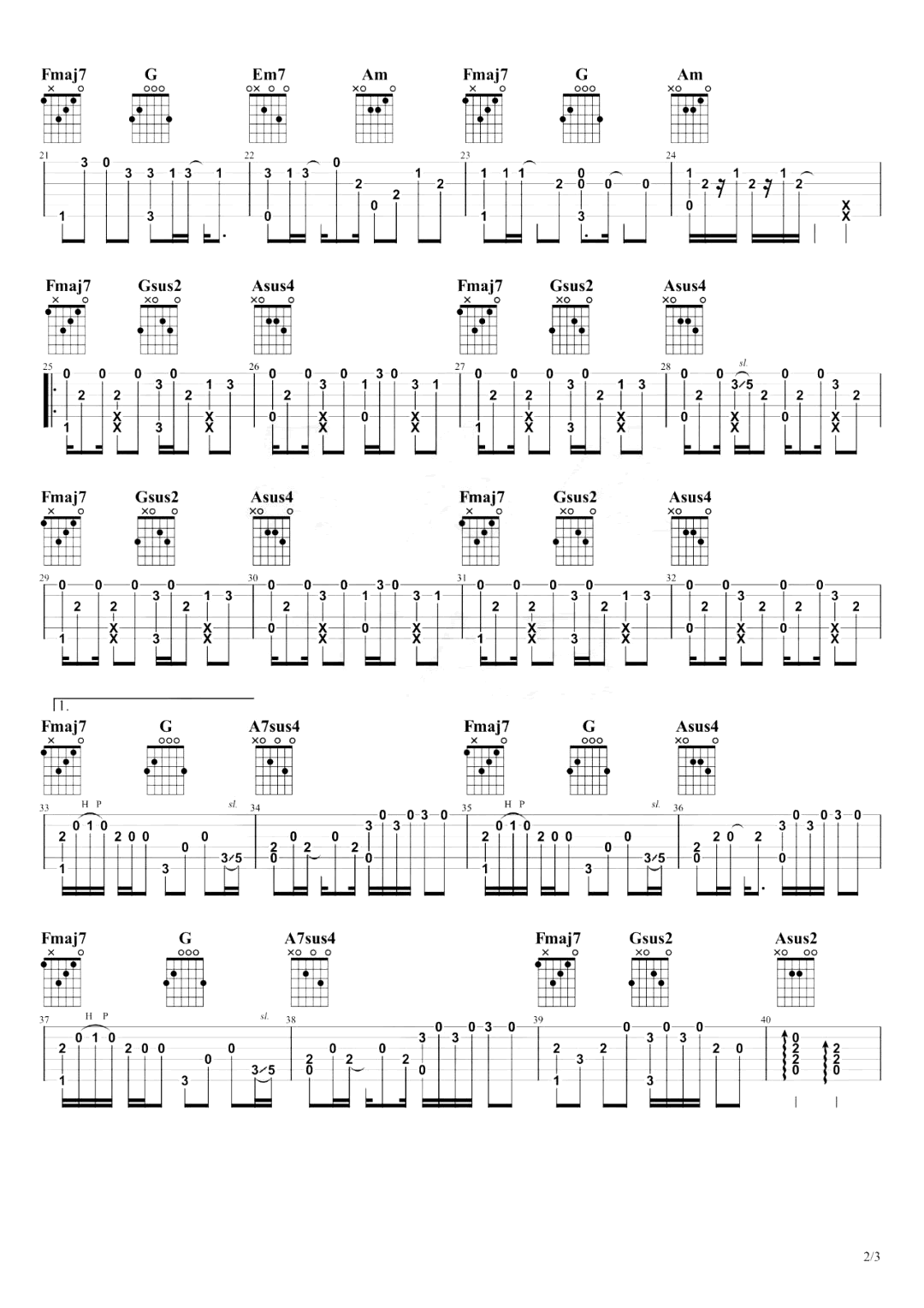 调查中指弹谱-糯米Nomi-开端主题曲-2