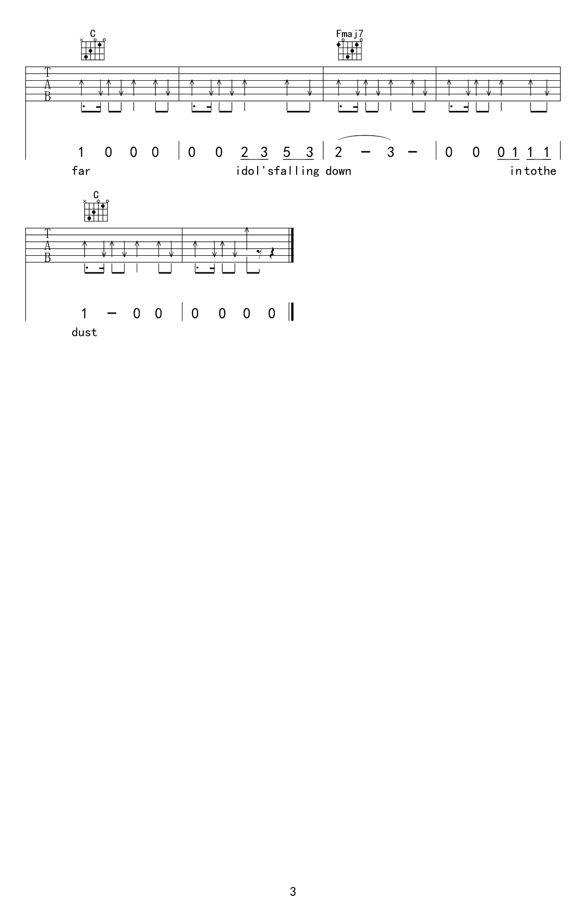 夏日漱石吉他谱-橘子海-弹唱六线谱-3