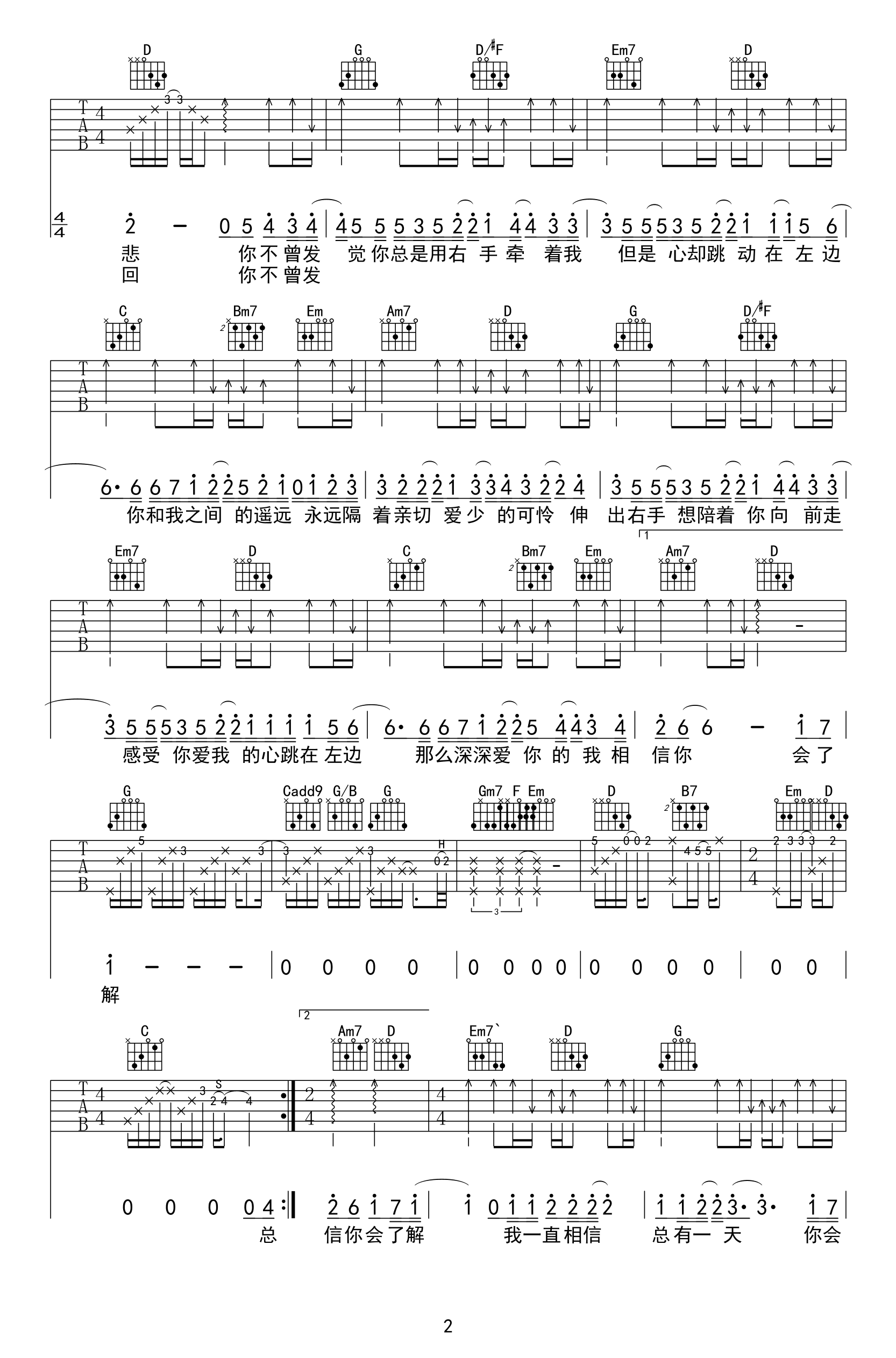 左边吉他谱-杨丞琳-吉他帮-2