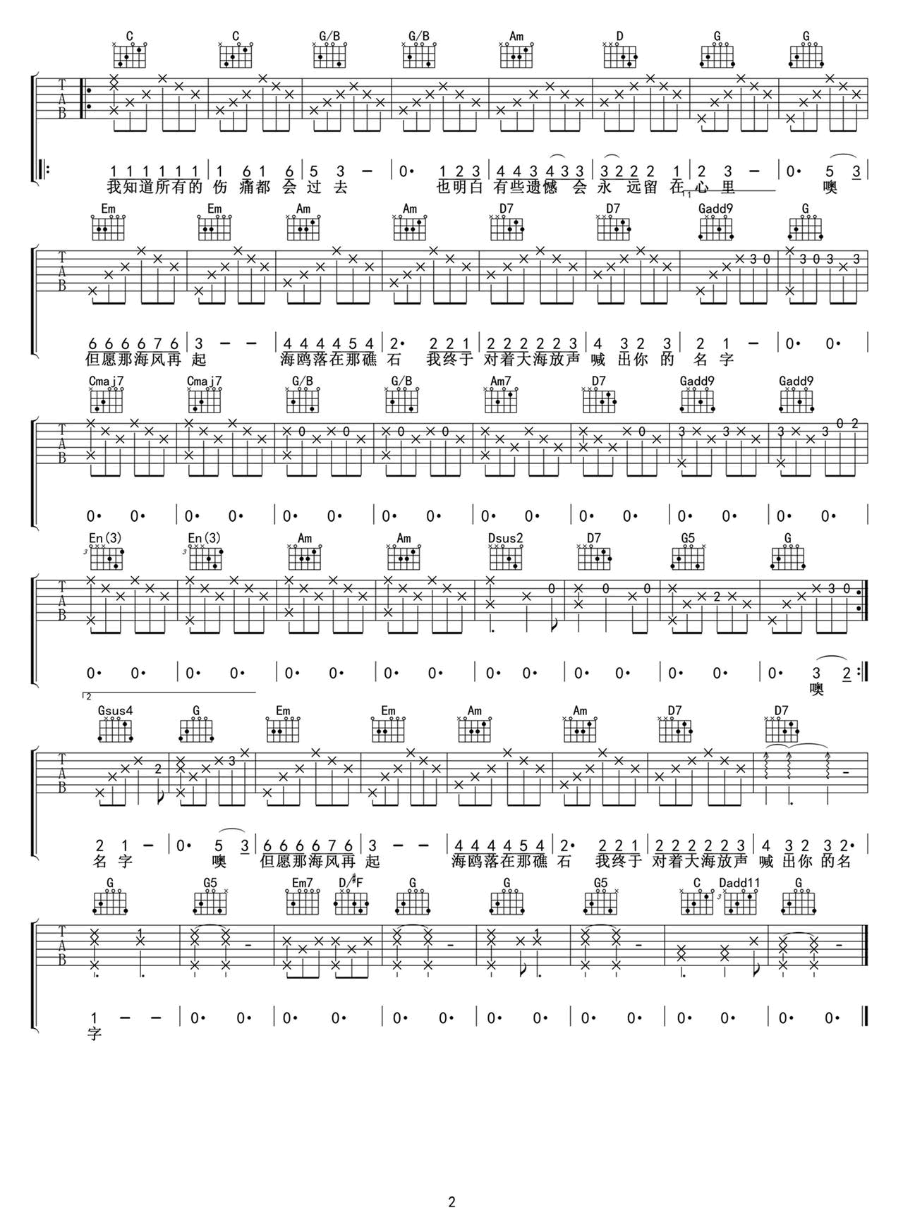逃跑计划-海鸥吉他谱-吉他帮-2