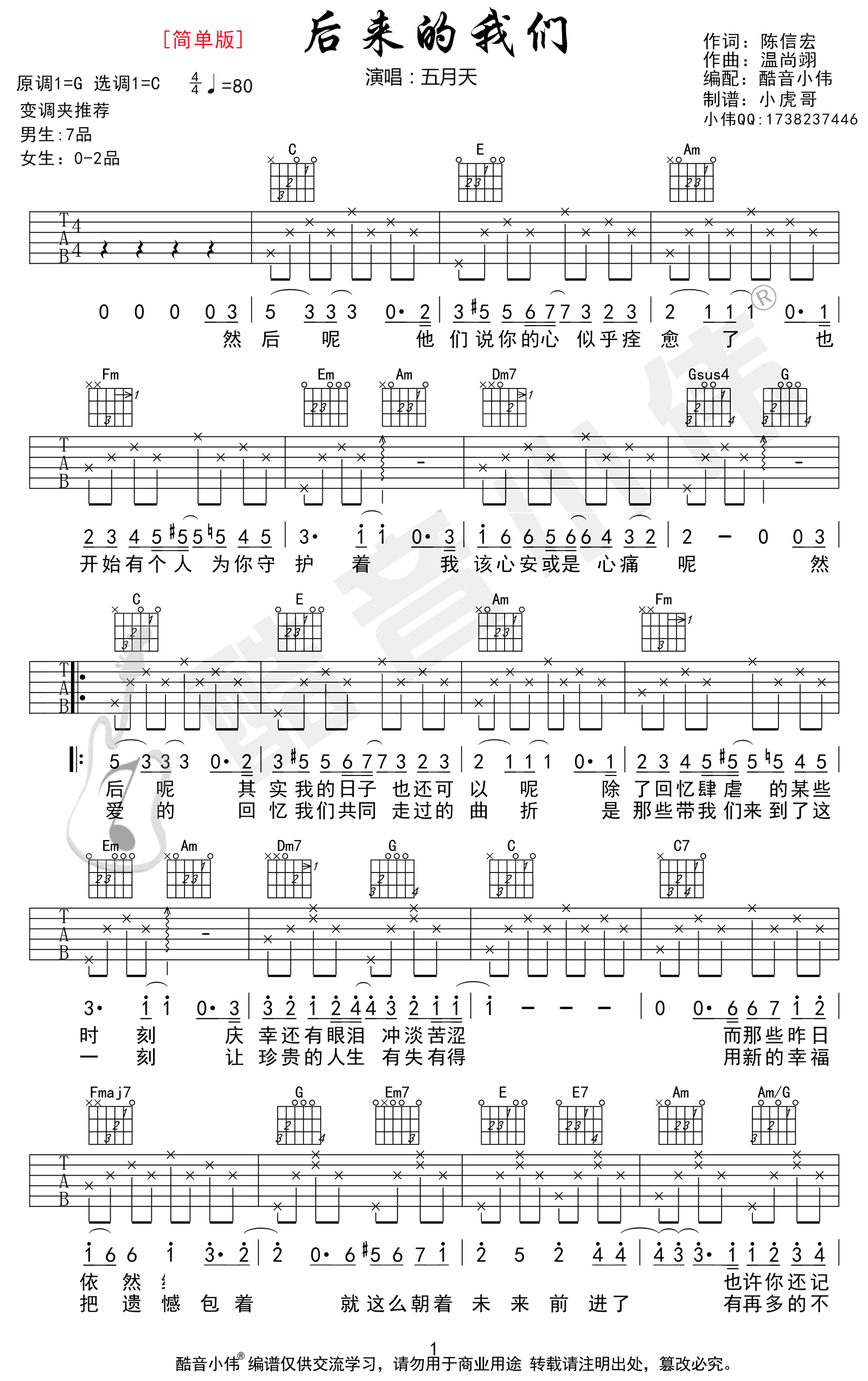 五月天吉他曲图片