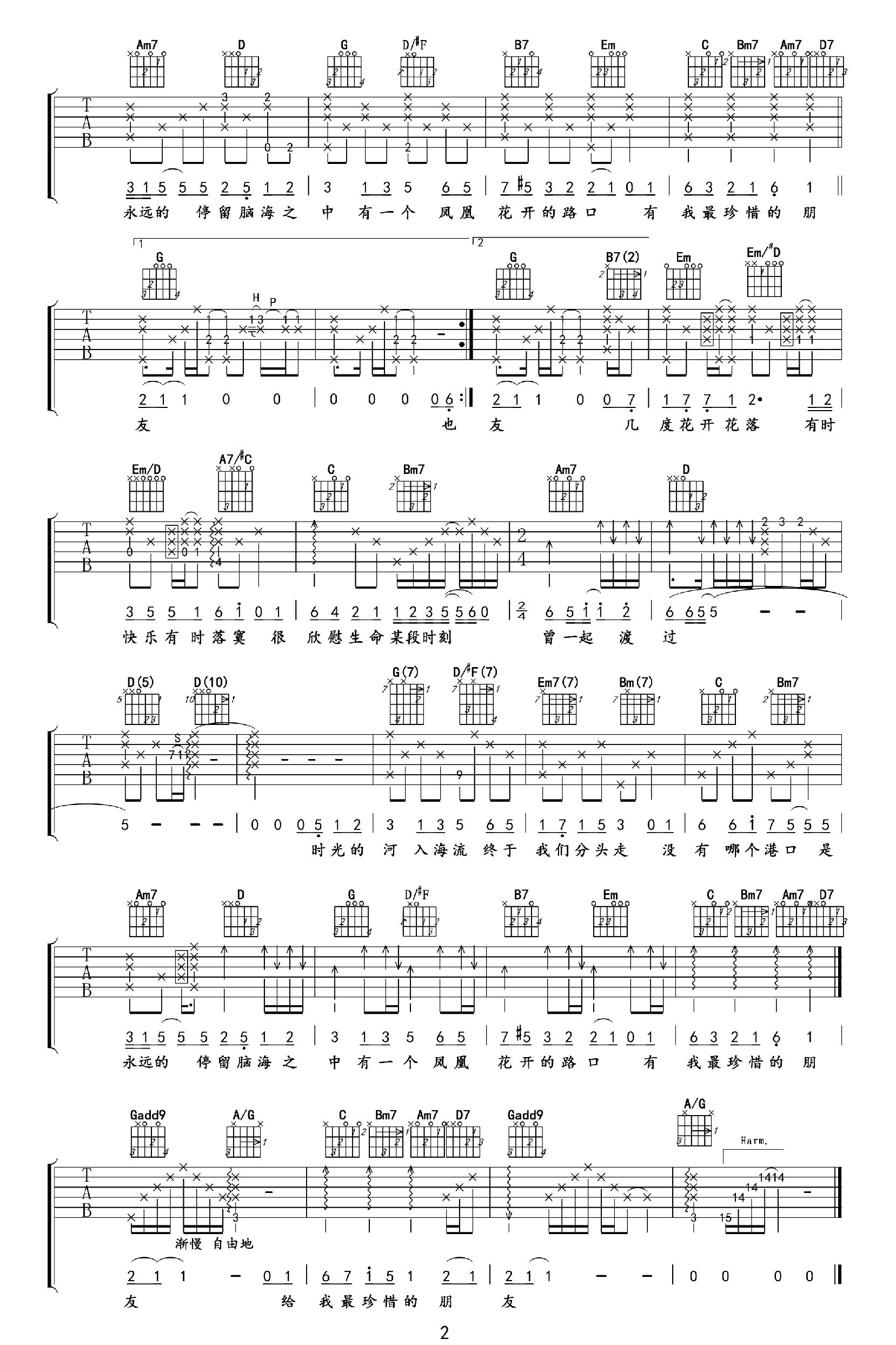 凤凰花开的路口吉他谱-林志炫-2