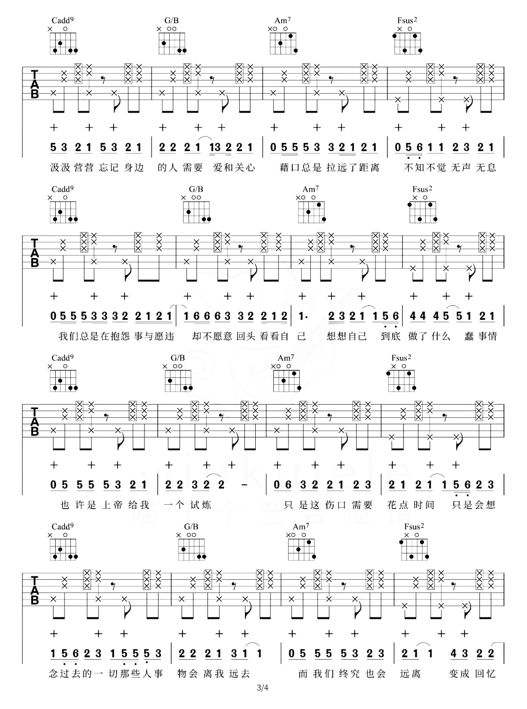 思念是一种病吉他谱-张震岳-拍弦版-教学视频-3