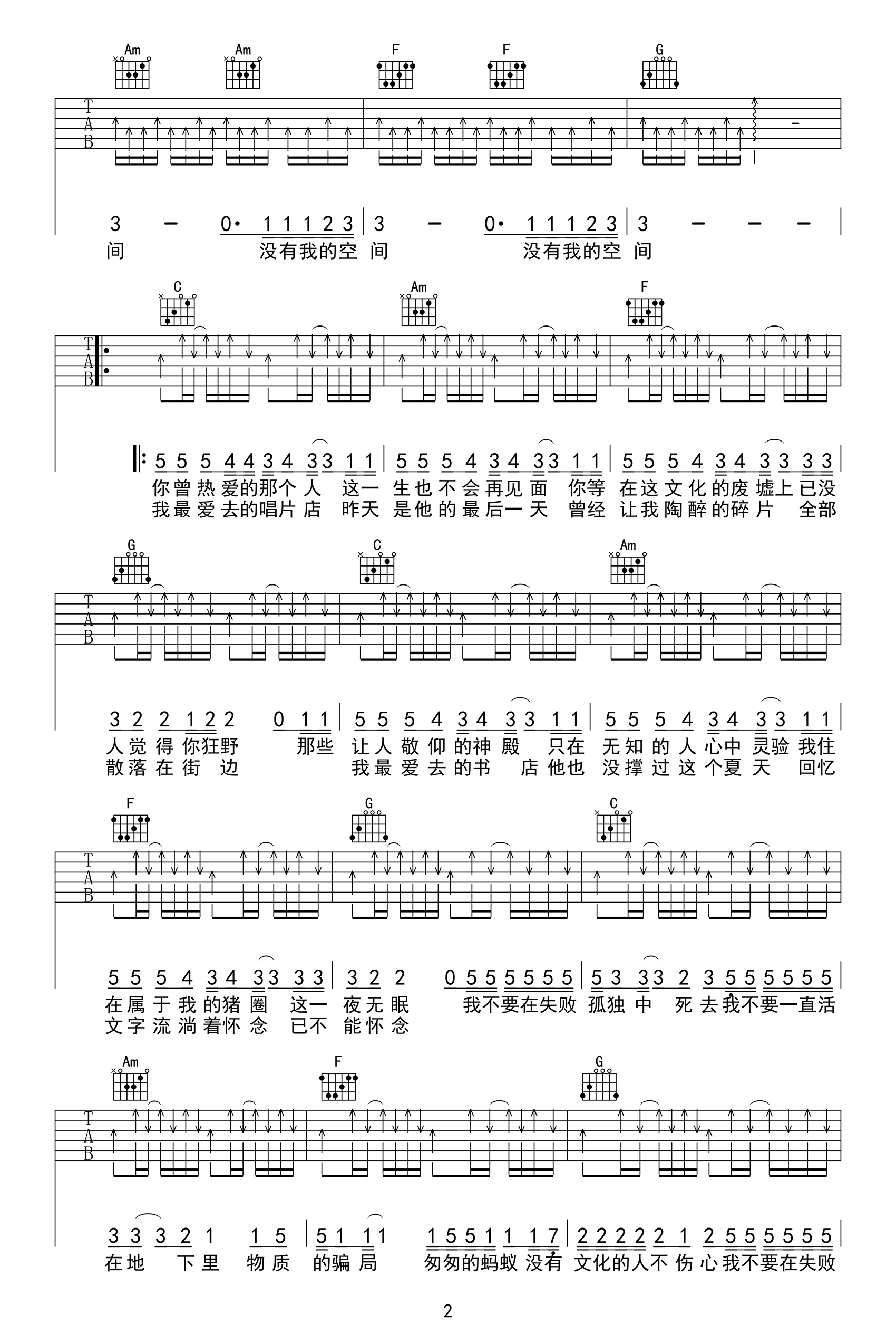 没有理想的人不伤心吉他谱-新裤子-吉他帮-2