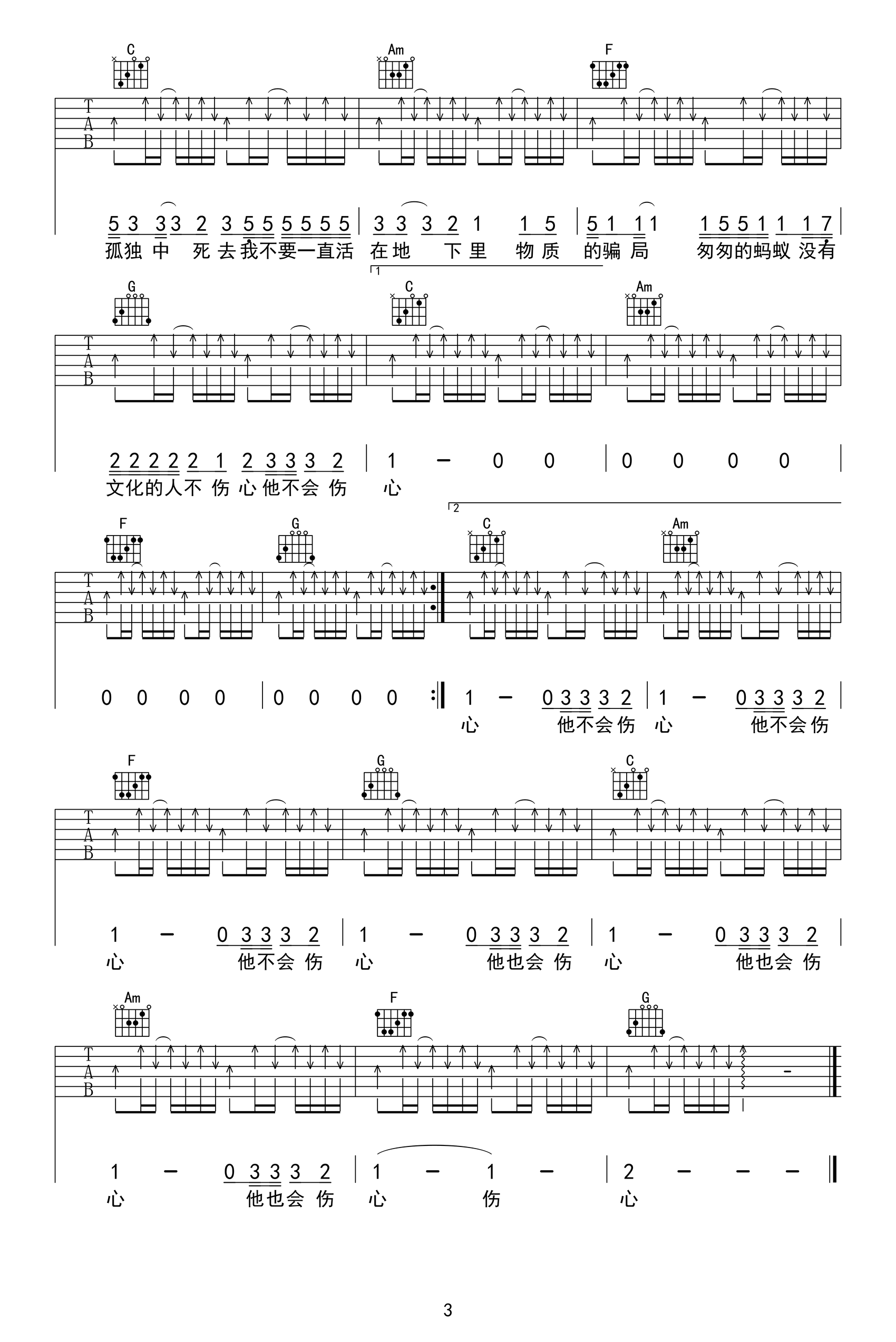 没有理想的人不伤心吉他谱-新裤子-吉他帮-3