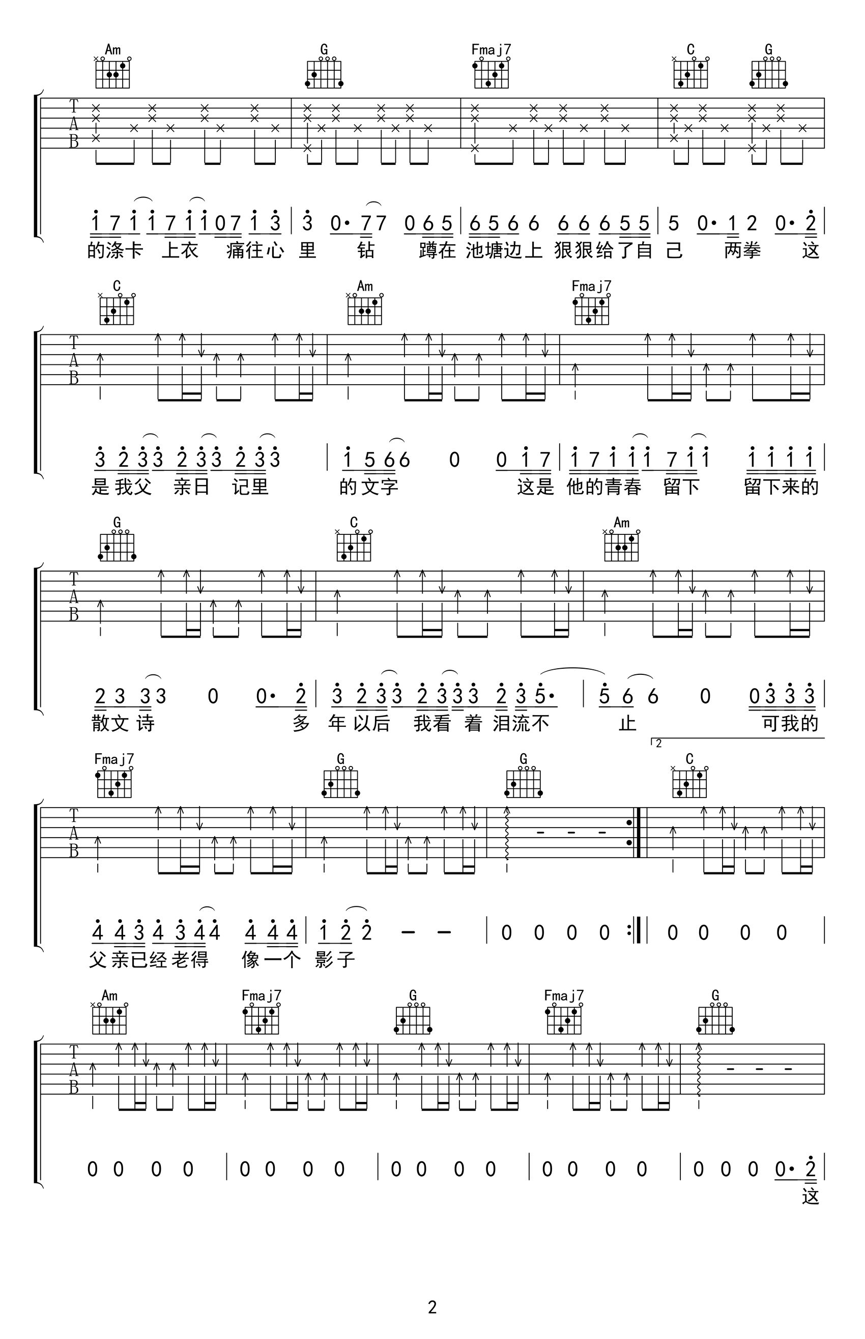 父亲写的散文诗吉他谱-李健-吉他帮-2