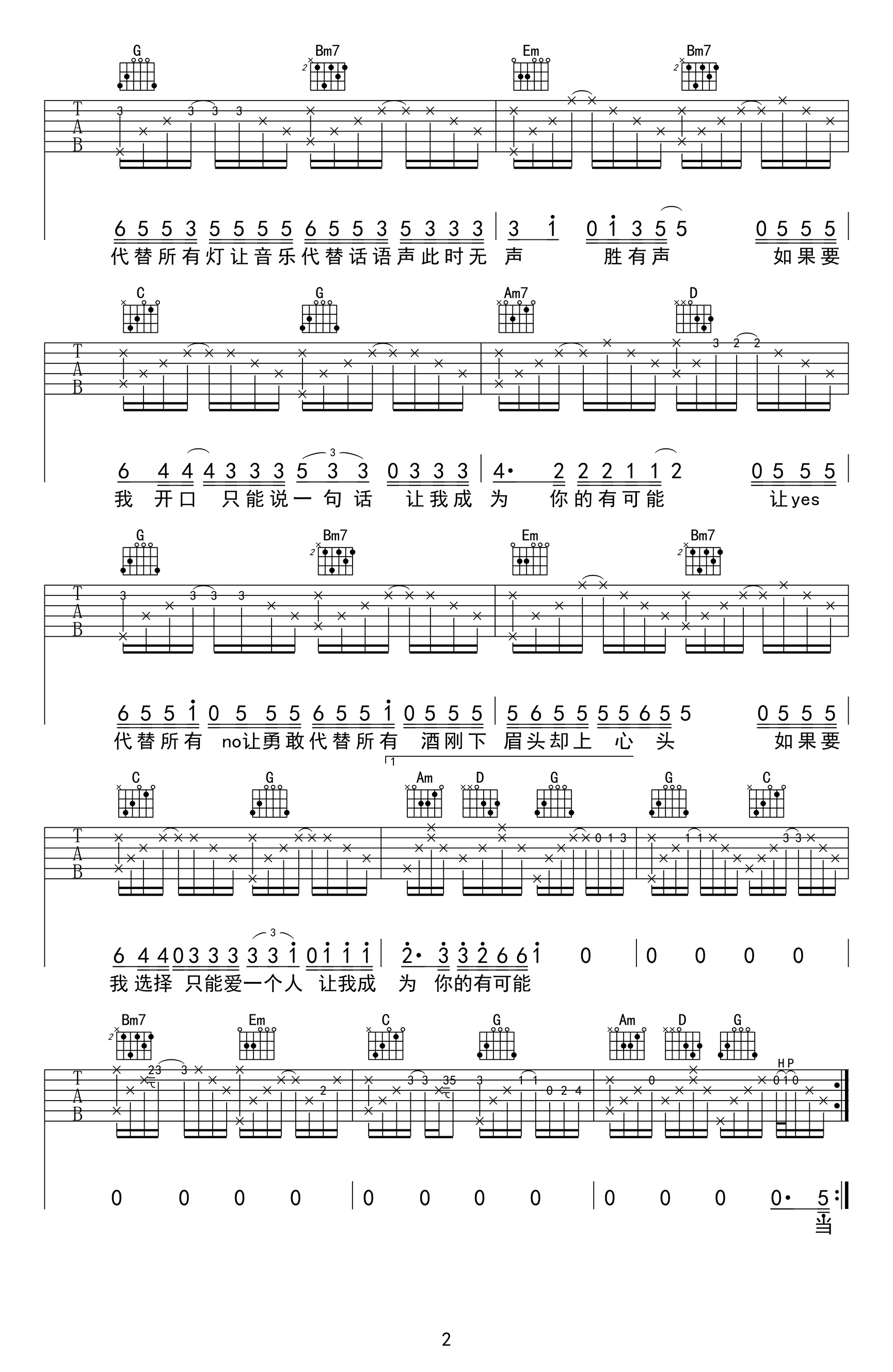 有可能的夜晚吉他谱-曾轶可-吉他帮-2