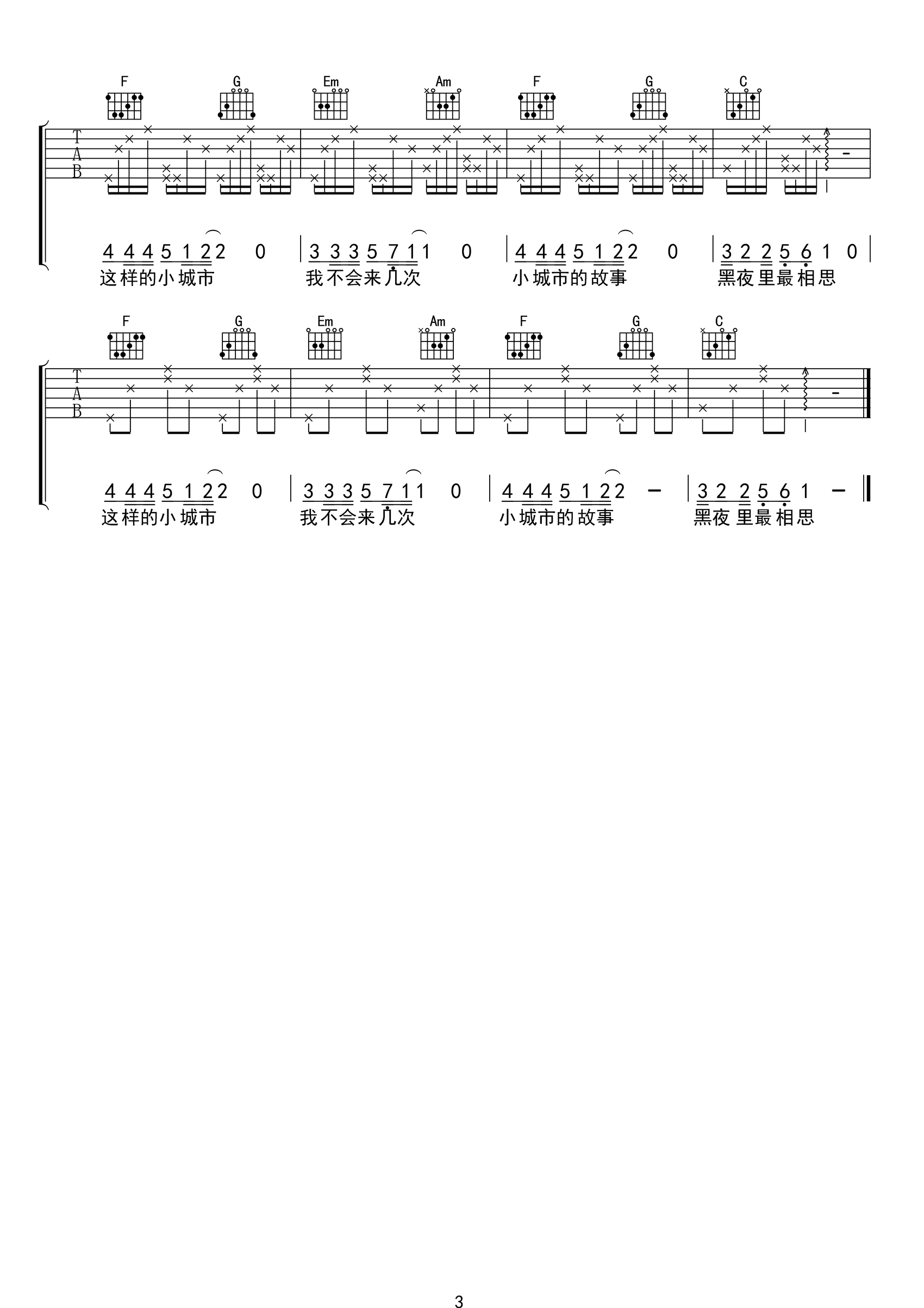 夜车吉他谱C调-曾轶可-吉他帮-3