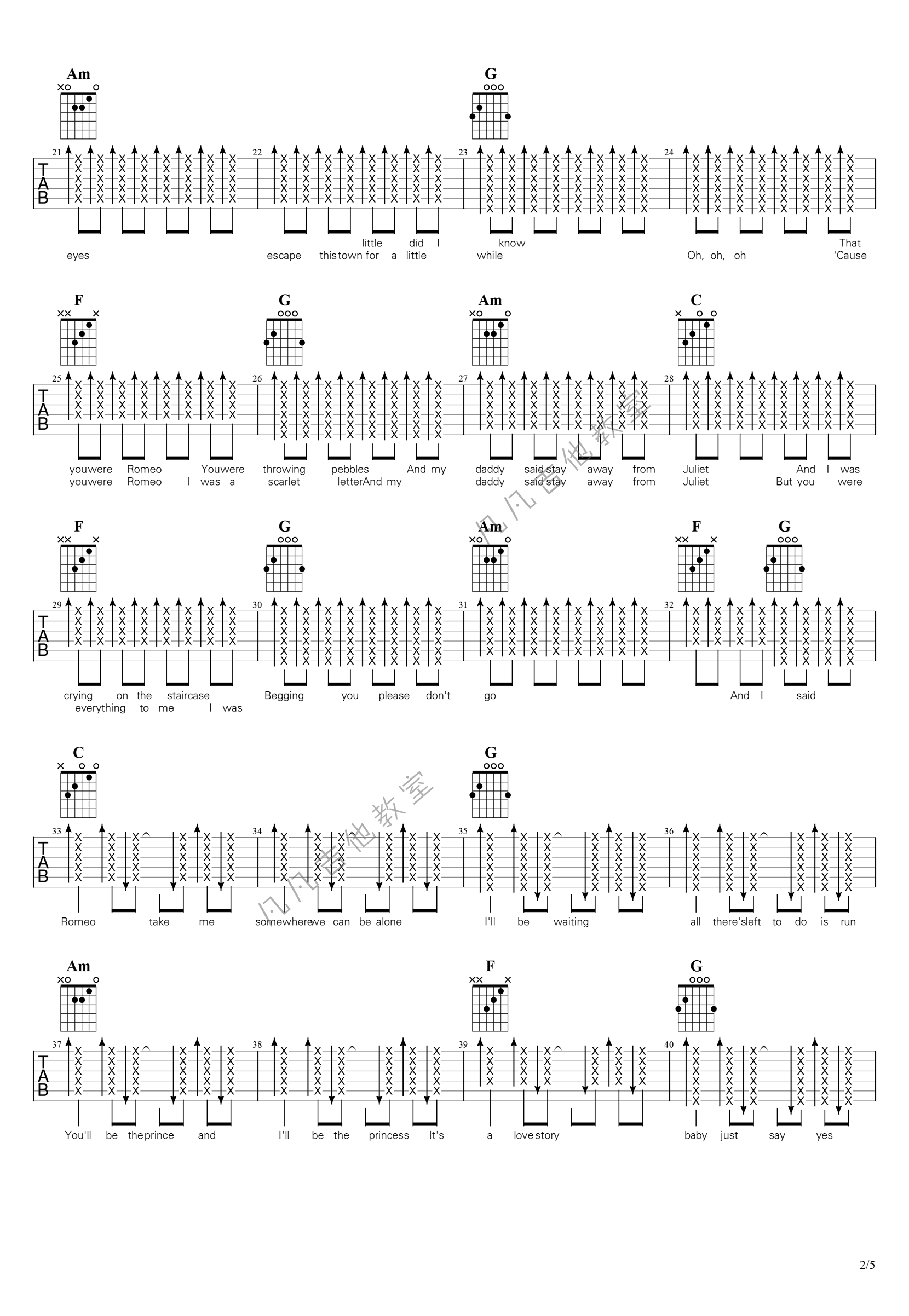 love story吉他谱-Taylor Swift-演示视频-吉他帮-2