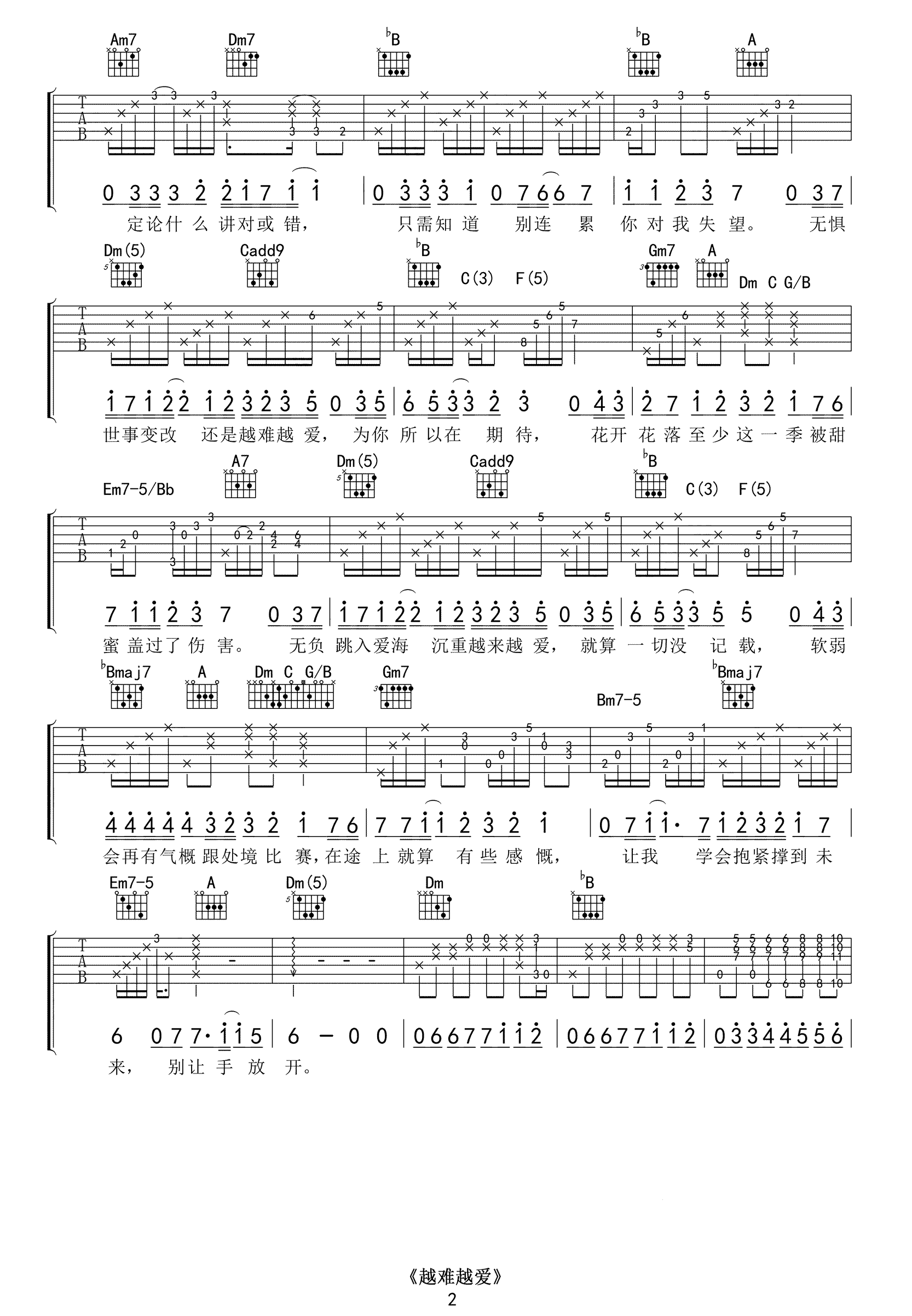 越难越爱吉他谱-吴若希《使徒行者》片尾曲-吉他帮-2