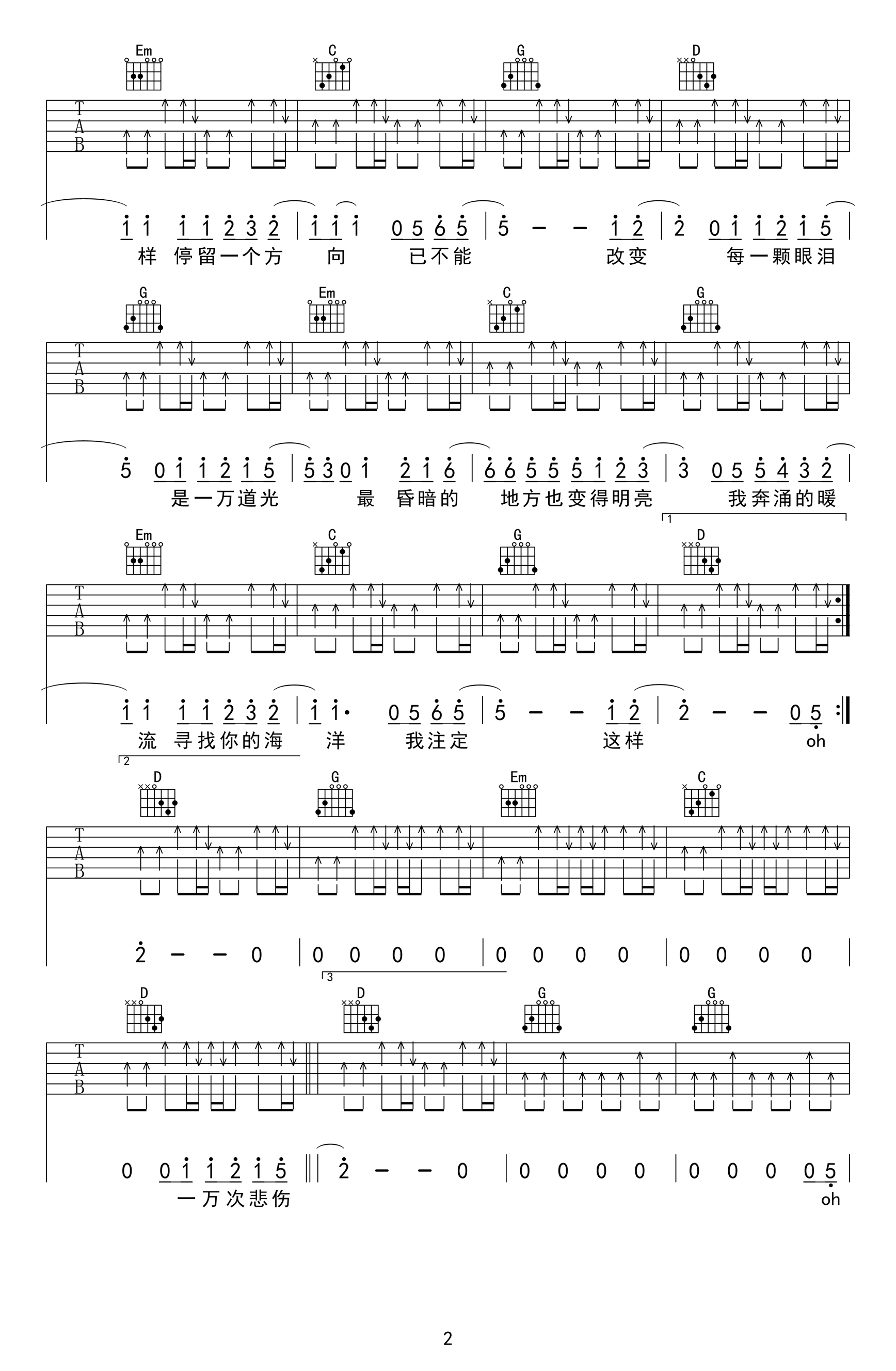 一万次悲伤吉他谱-逃跑计划-吉他帮-2