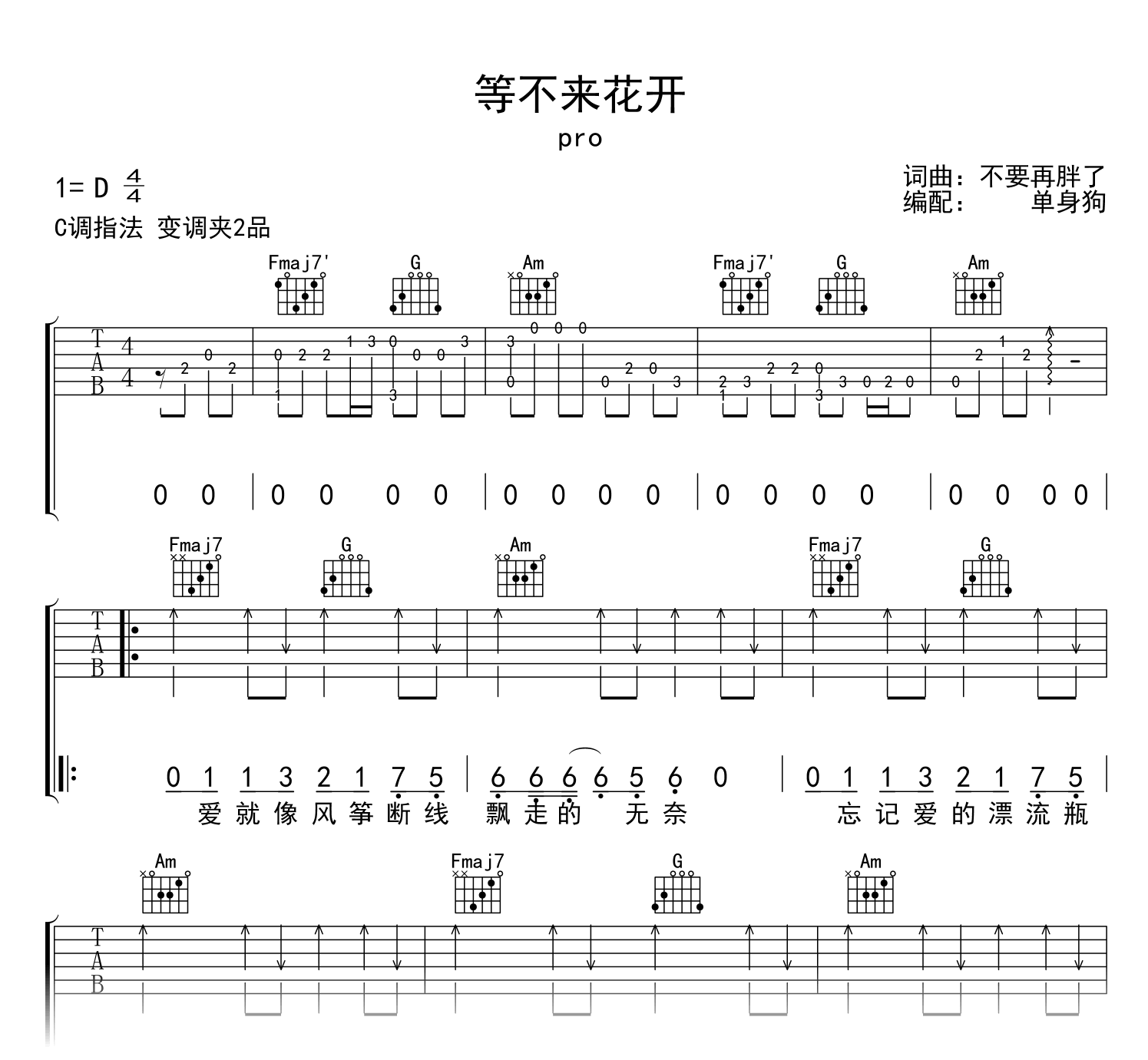 pro《等不来花开》吉他谱-吉他帮