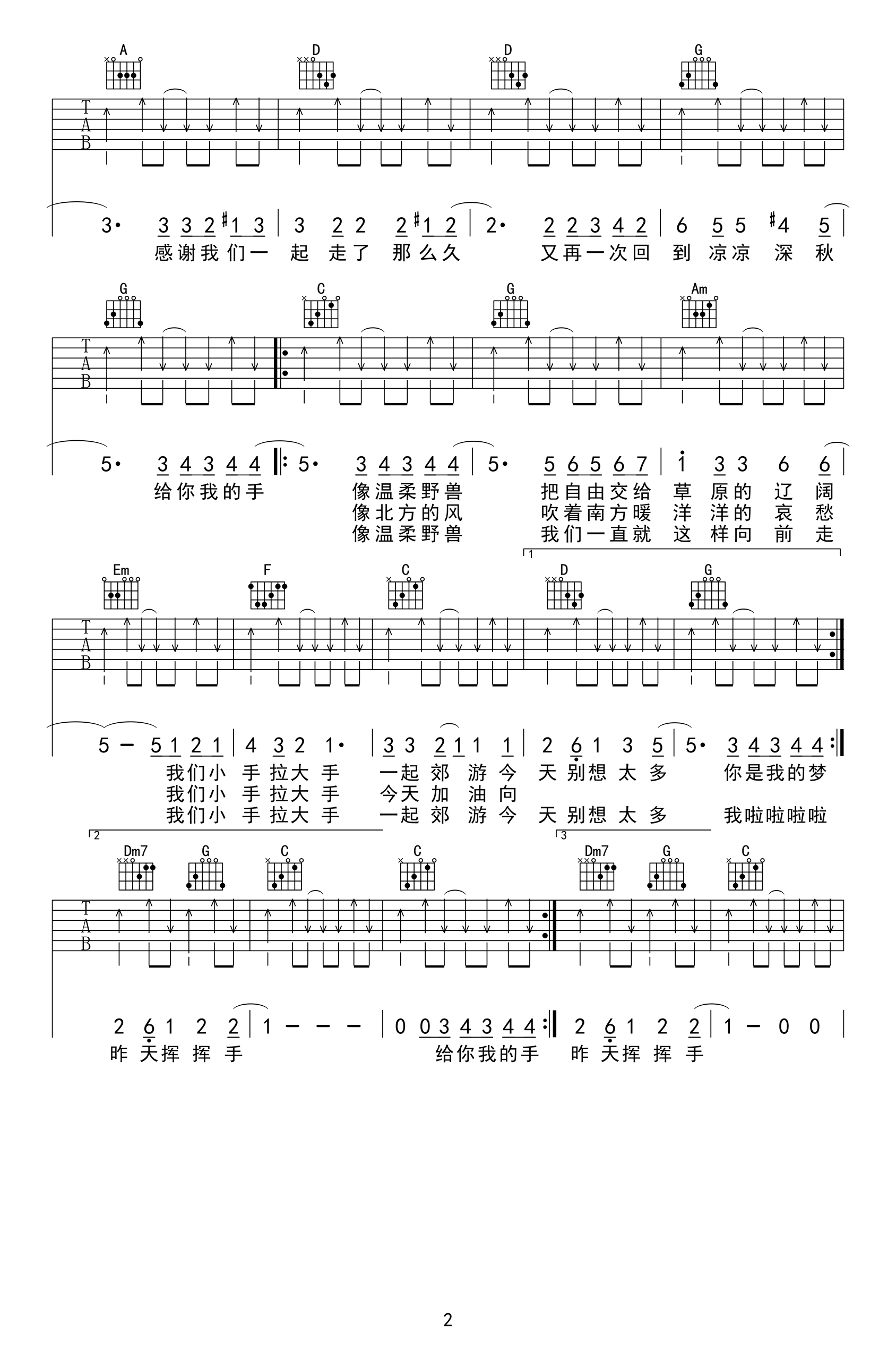 小手拉大手吉他谱-梁静茹-吉他帮-2