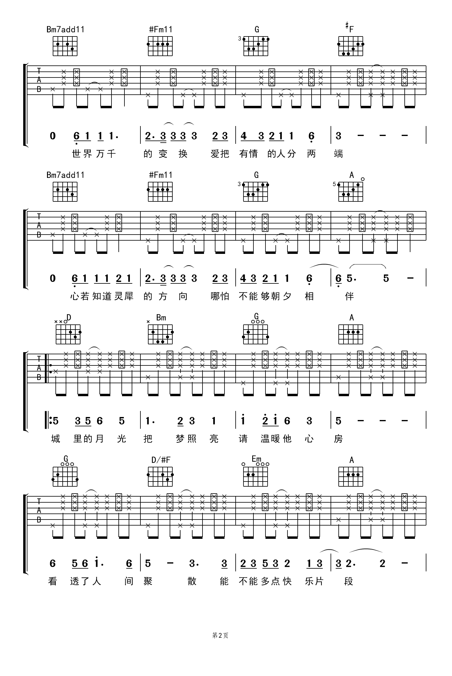 城里的月光吉他谱-齐秦-吉他帮-2