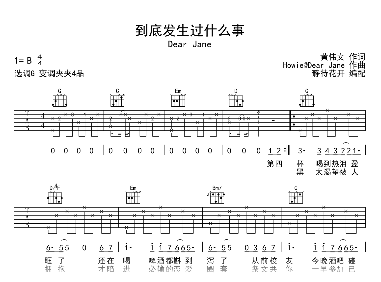 到底发生过什么事吉他谱-Dear Jane-吉他帮