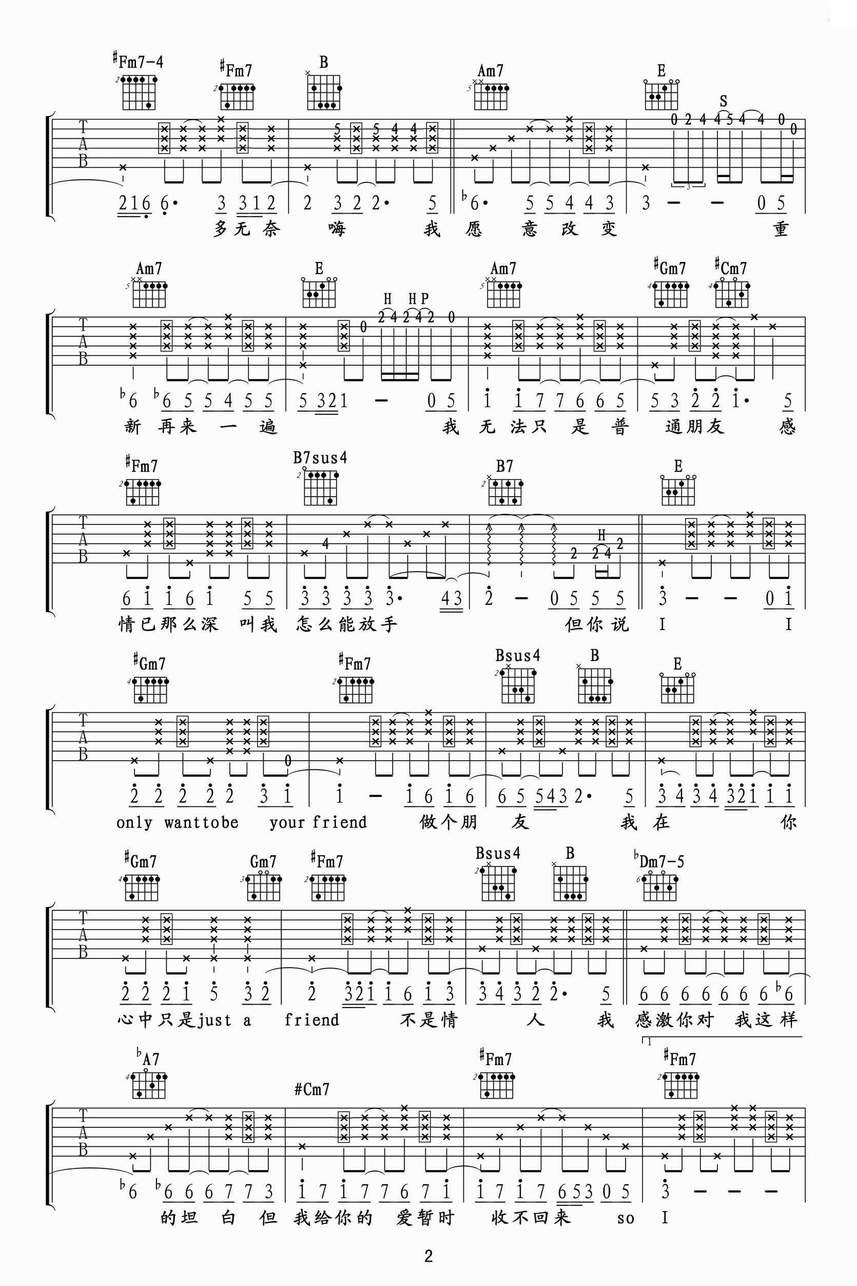 普通朋友吉他谱-陶喆-吉他帮-2