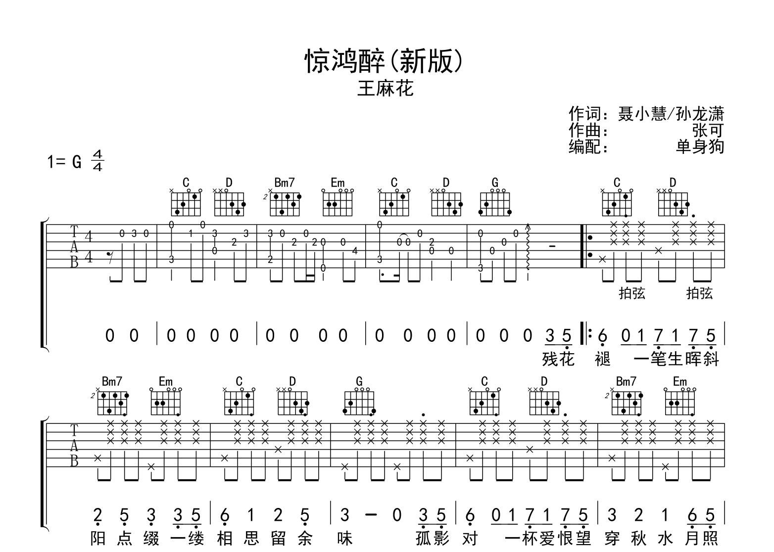 惊鸿醉（新版）吉他谱-王麻花-吉他帮