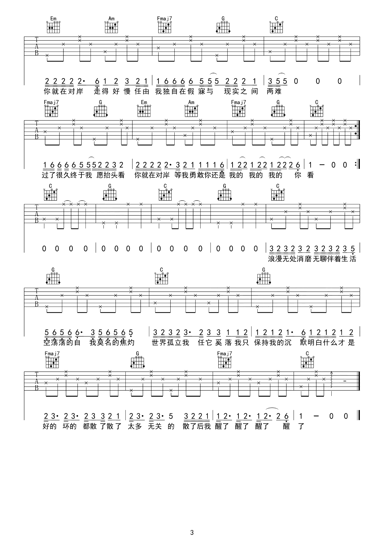 走马吉他谱-陈粒-C调-吉他帮-3